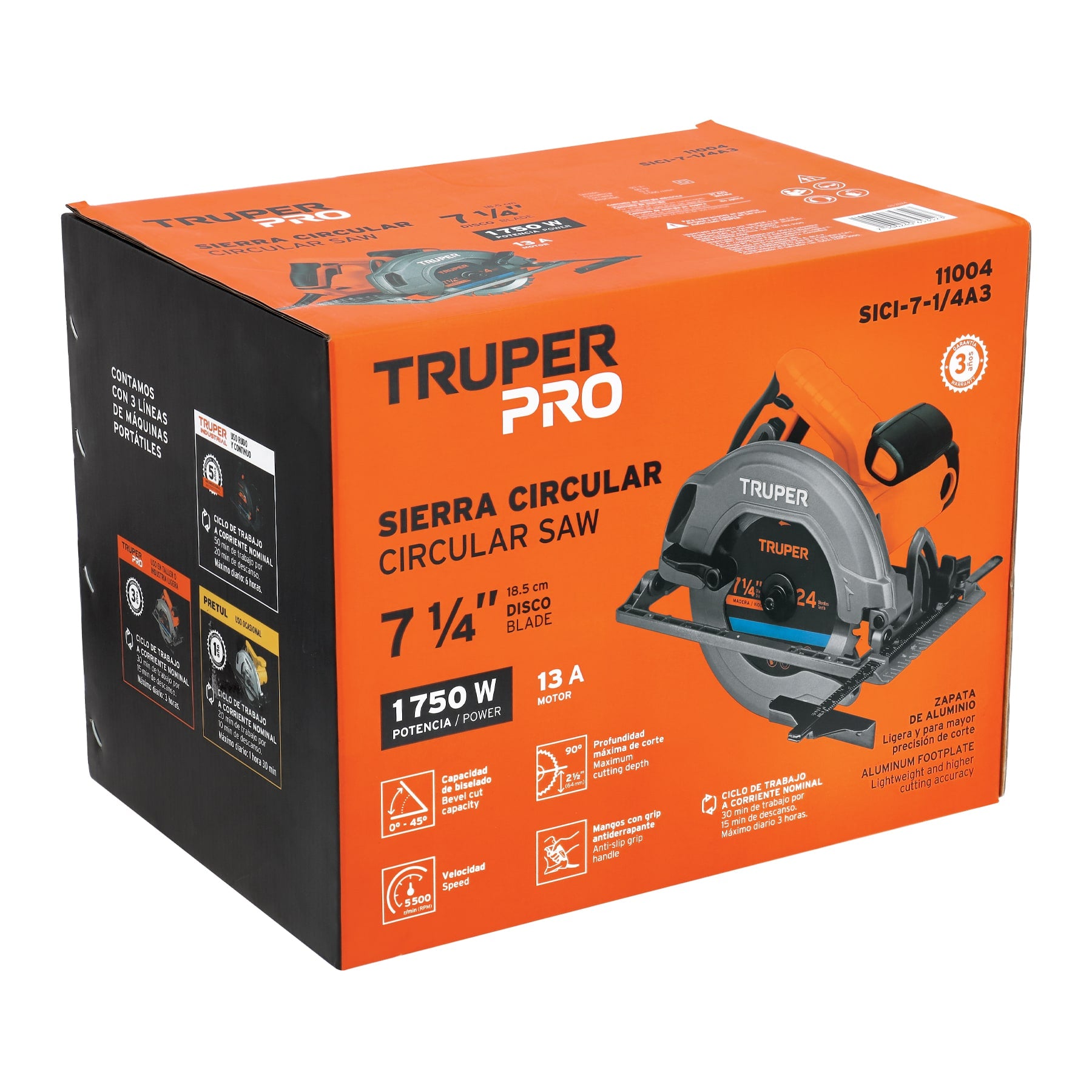 Sierra circular 7-1/4", 1750W, Truper PRO