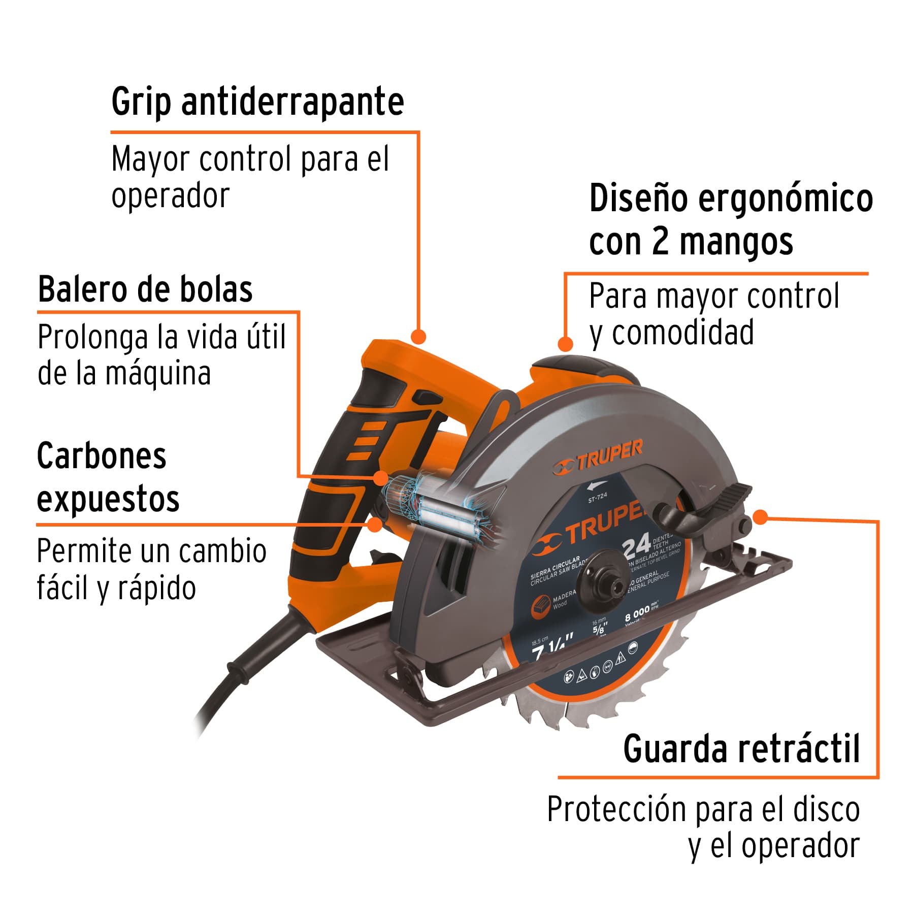 Sierra circular 7-1/4", 1750W, Truper PRO