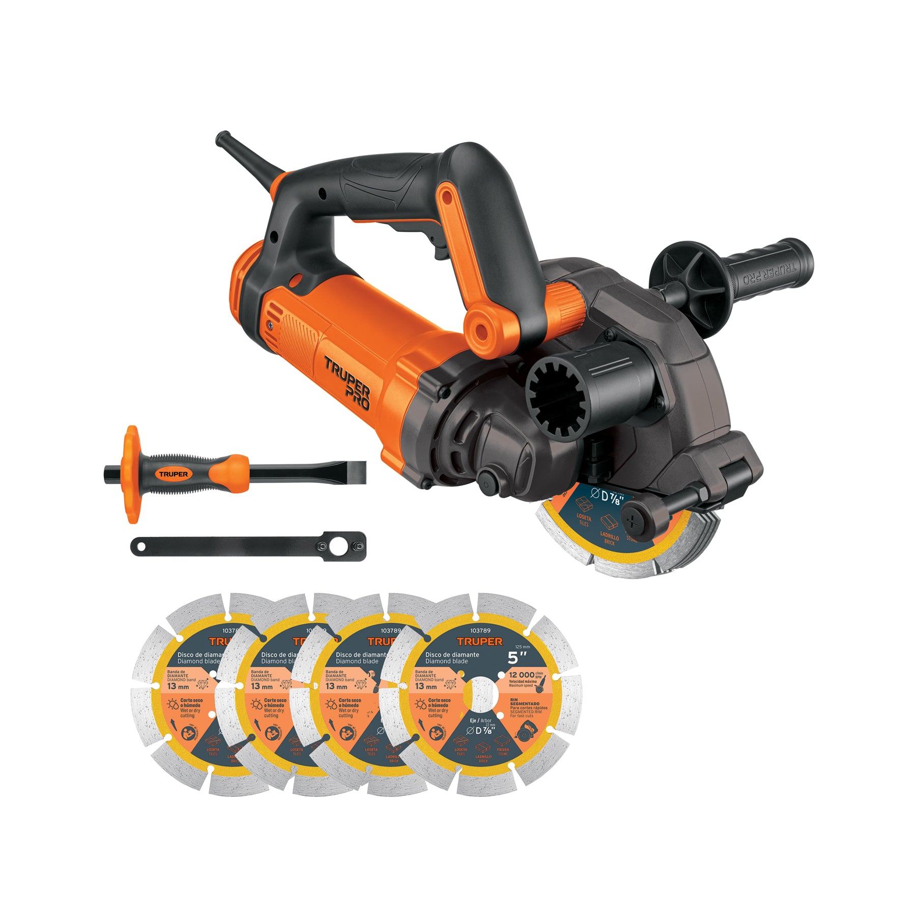 Sierra ranuradora de concreto, 5", 1400 W, TRUPER PRO