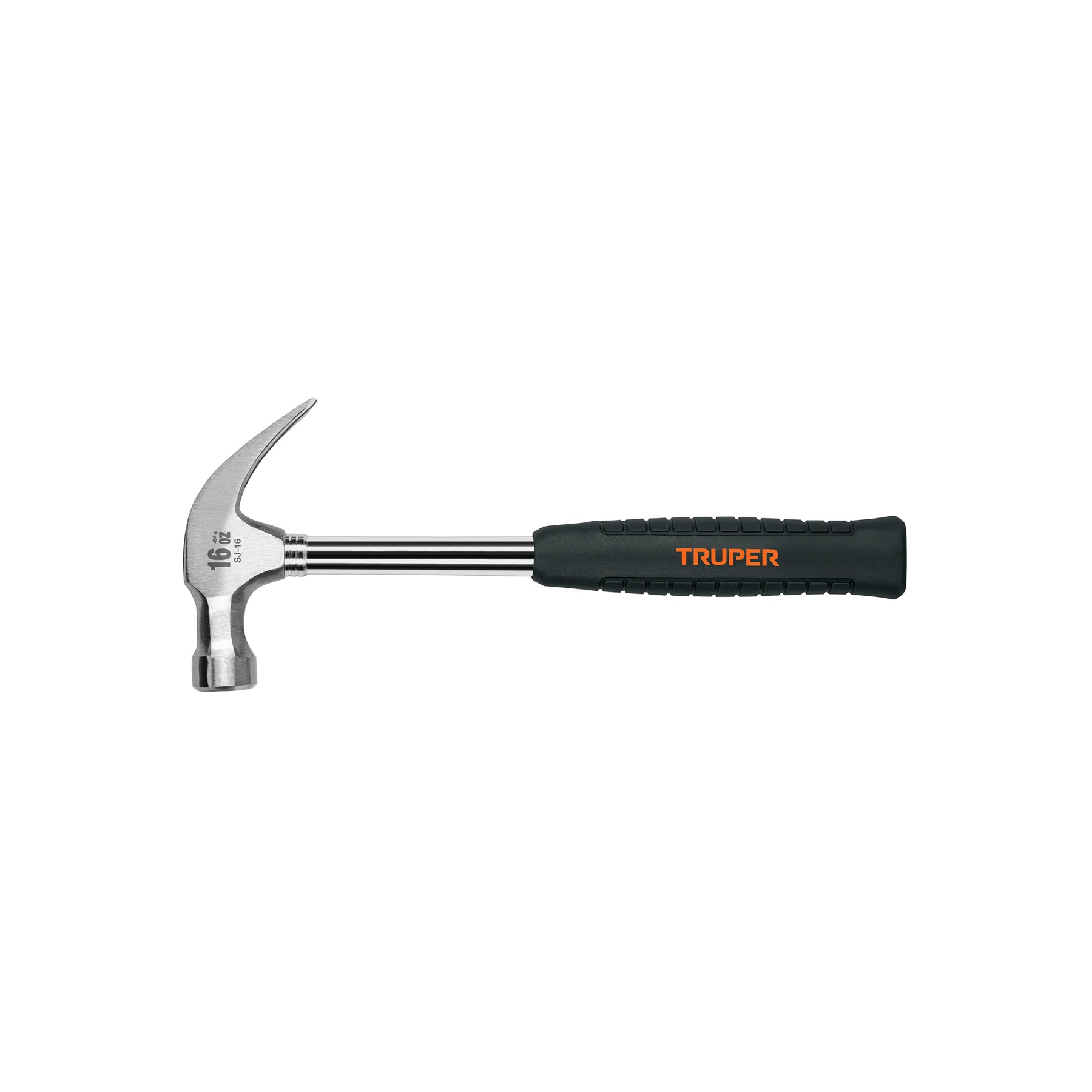 Martillo pulido 16 oz uña curva, mango tubular con neopreno