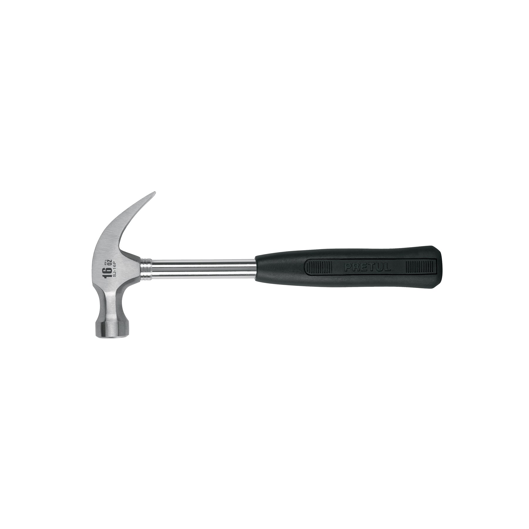 Martillo pulido, 16 oz, uña curva, mango tubular, Pretul