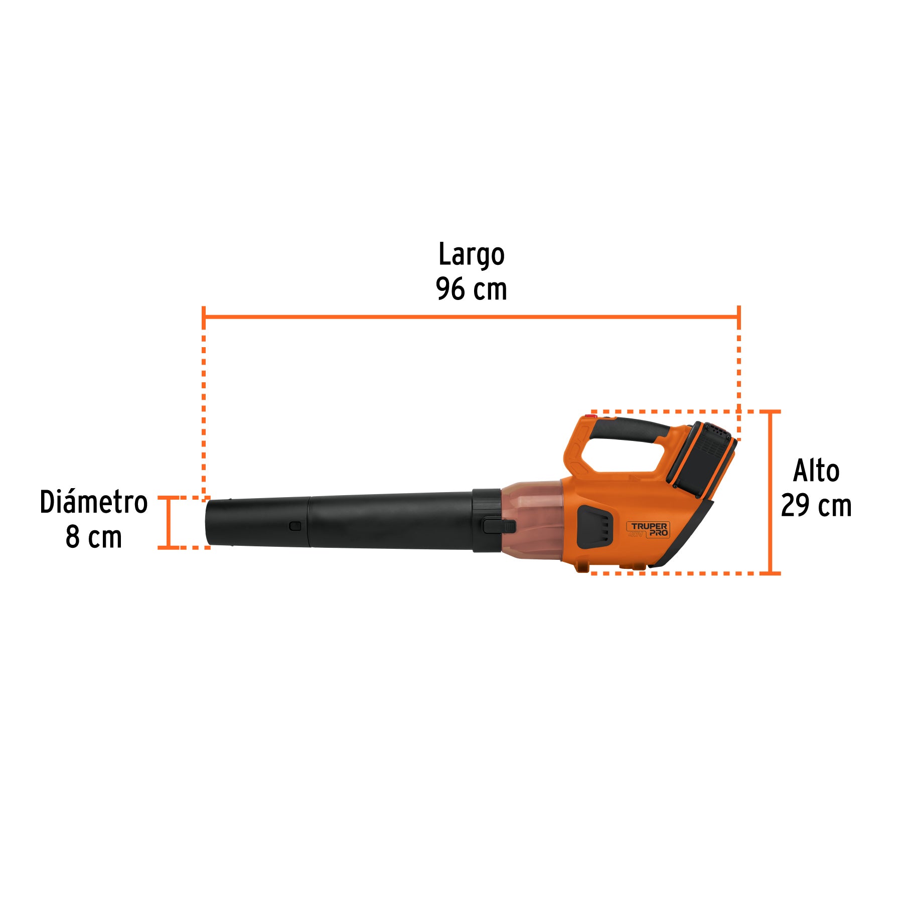 Sopladora inalámbrica 40V, 2 baterías 2Ah, 1 cargador dual, PRO