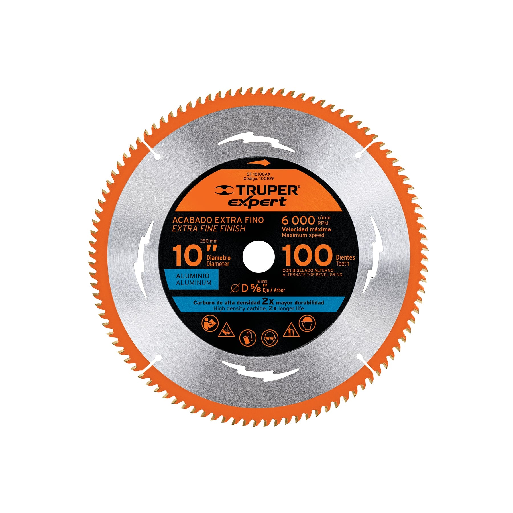 Disco sierra 10" para aluminio, 100 dientes centro 5/8", Expert