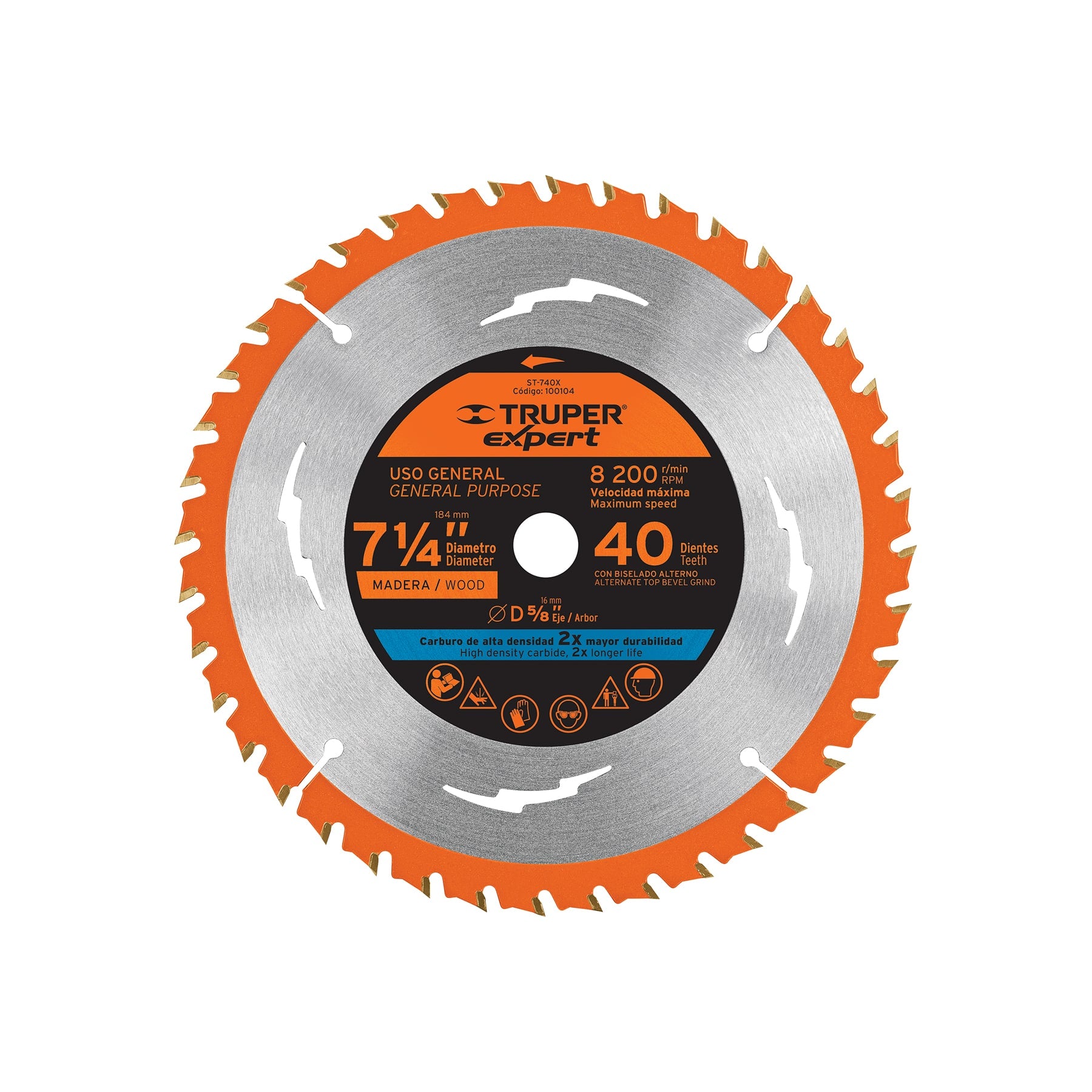 Disco sierra 7-1/4" para madera, 40 dientes centro 5/8", Expert