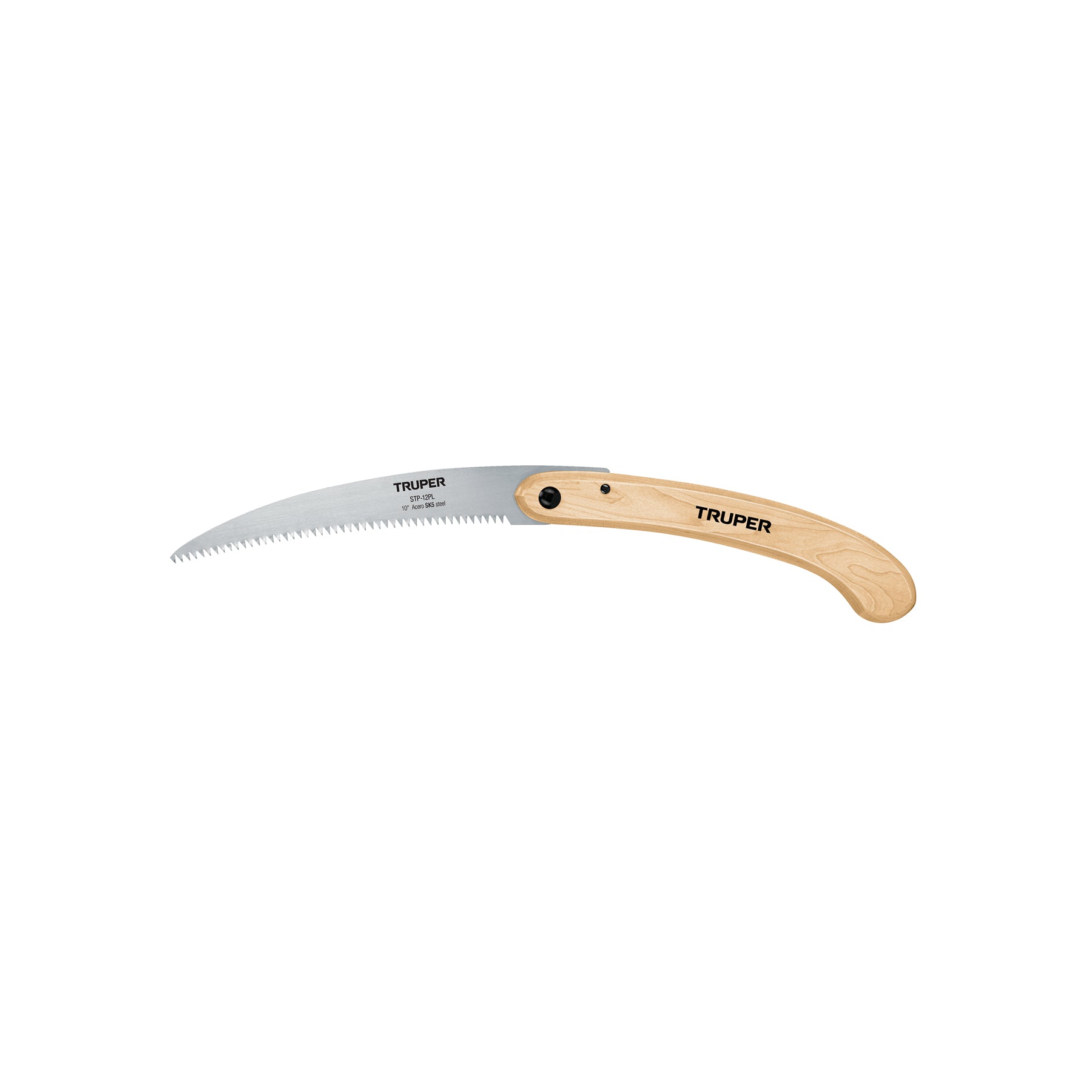 Serrucho plegable 10" hoja curva 6 DPP, mango madera, Truper