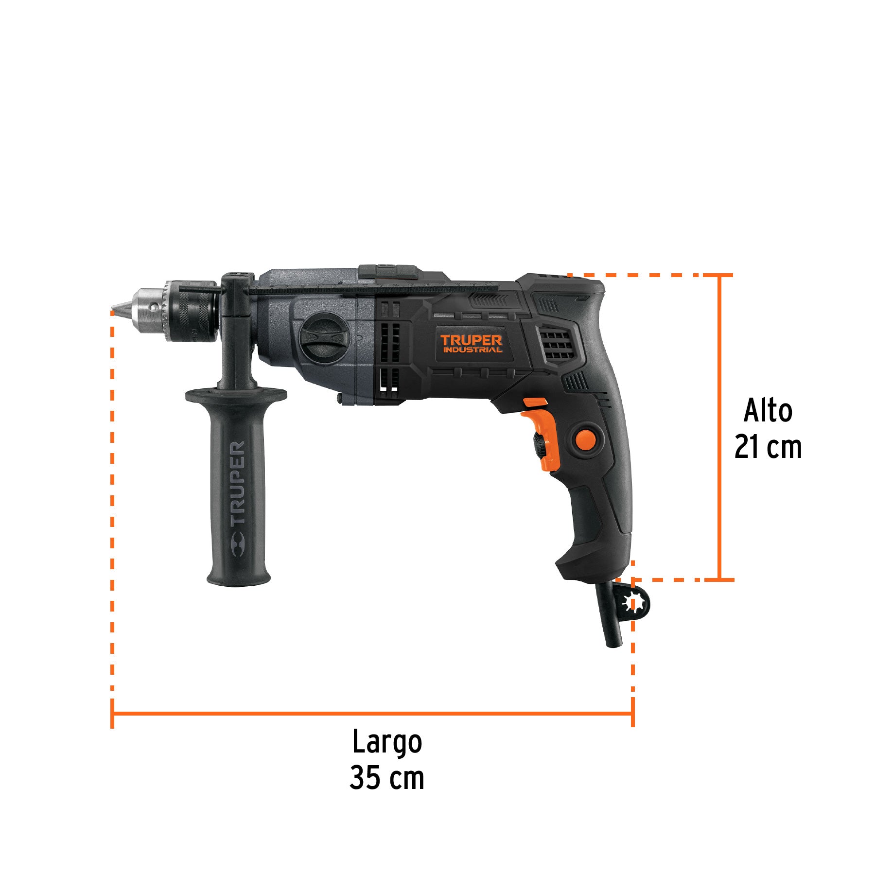 Taladro 1/2", 800W dos velocidades, Truper industrial