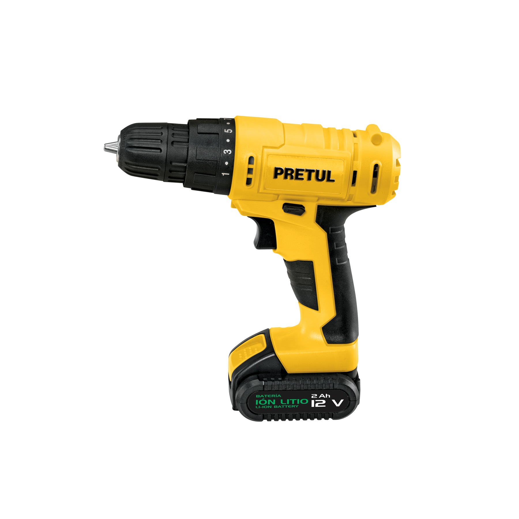 Taladro 3/8", 12V, 1 batería 2Ah, Pretul