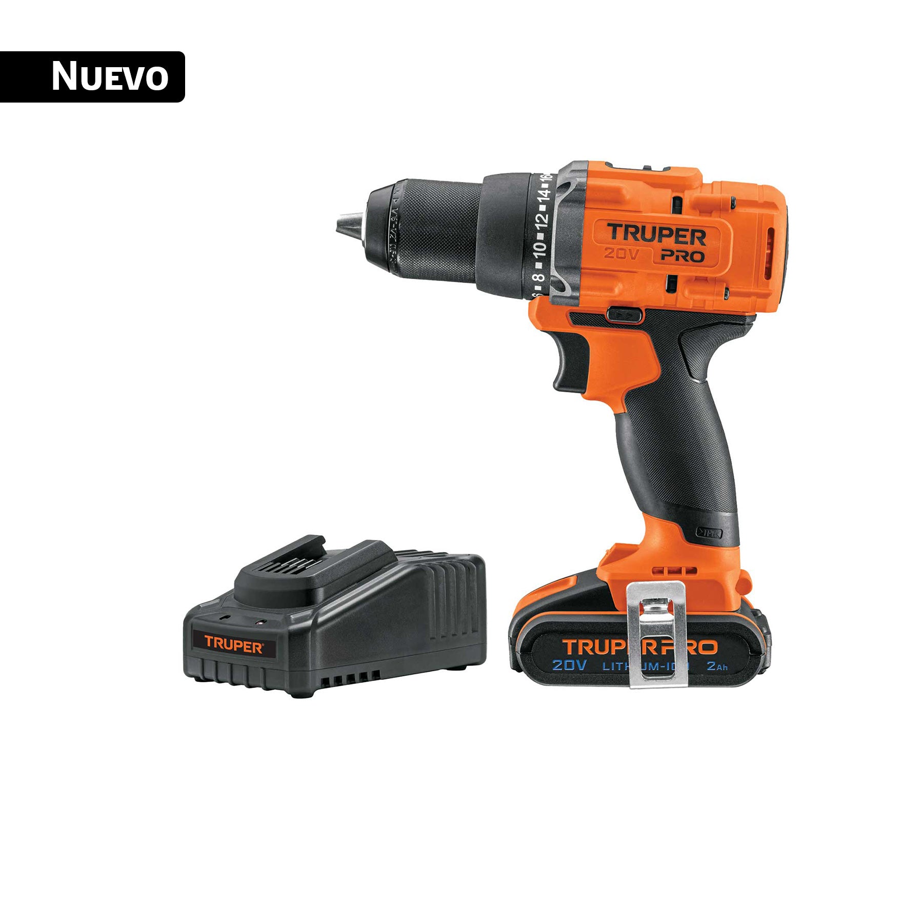 Taladro inalámbrico 1/2", 20V, 1 batería 2Ah, PRO