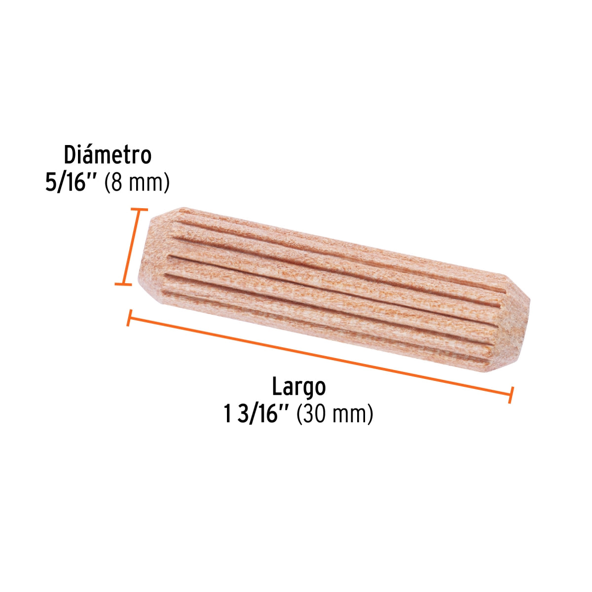 Blíster con 100 taquetes de madera ranurado 5/16", Fiero
