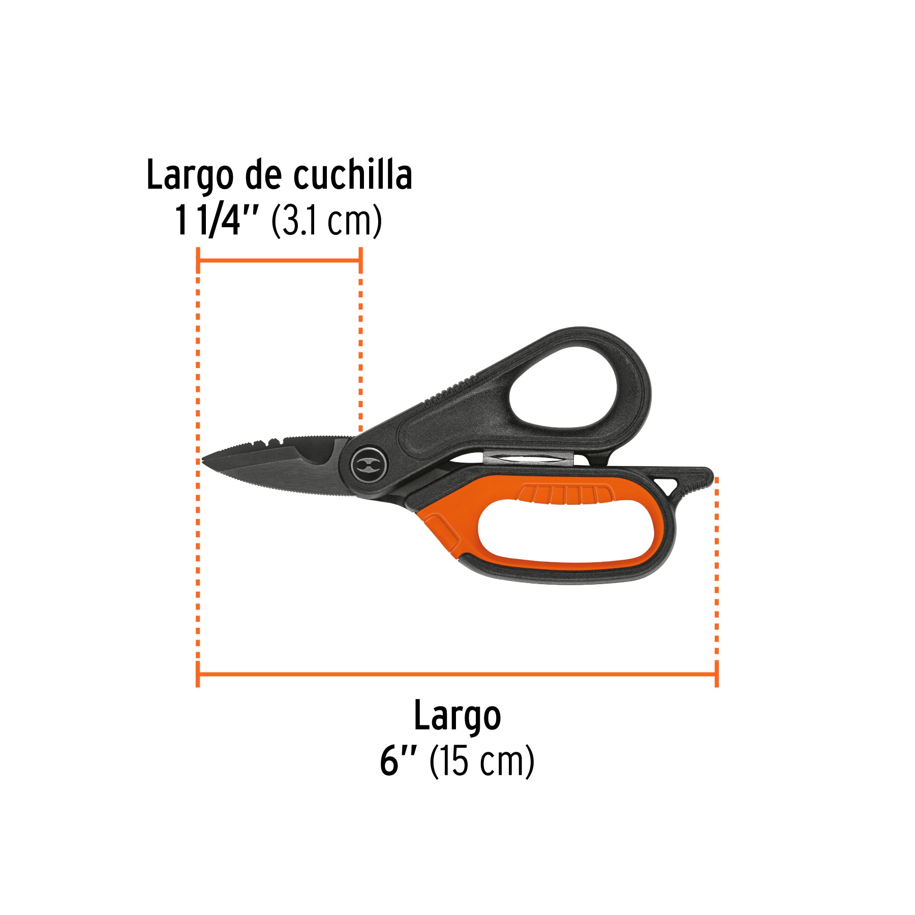 Tijera para electricista, 6", acero inox, oxido negro, Expert