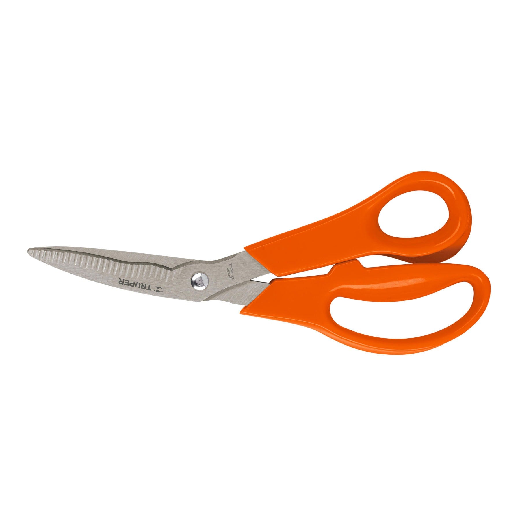 Tijera 8" multiusos de acero inoxidable con cuchillas dentadas
