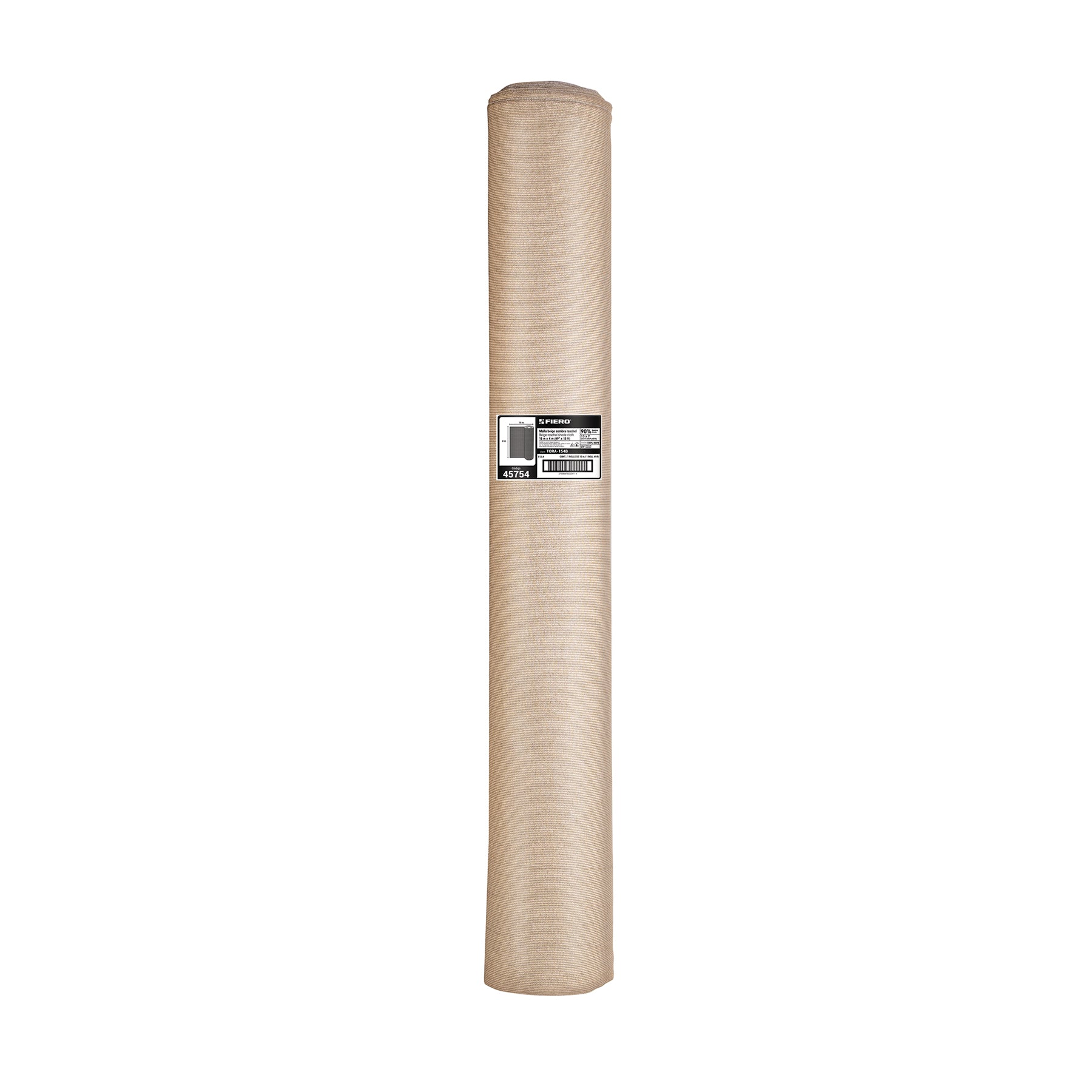 Rollo de malla sombra raschel 90% de 15m x 4m, beige, Fiero