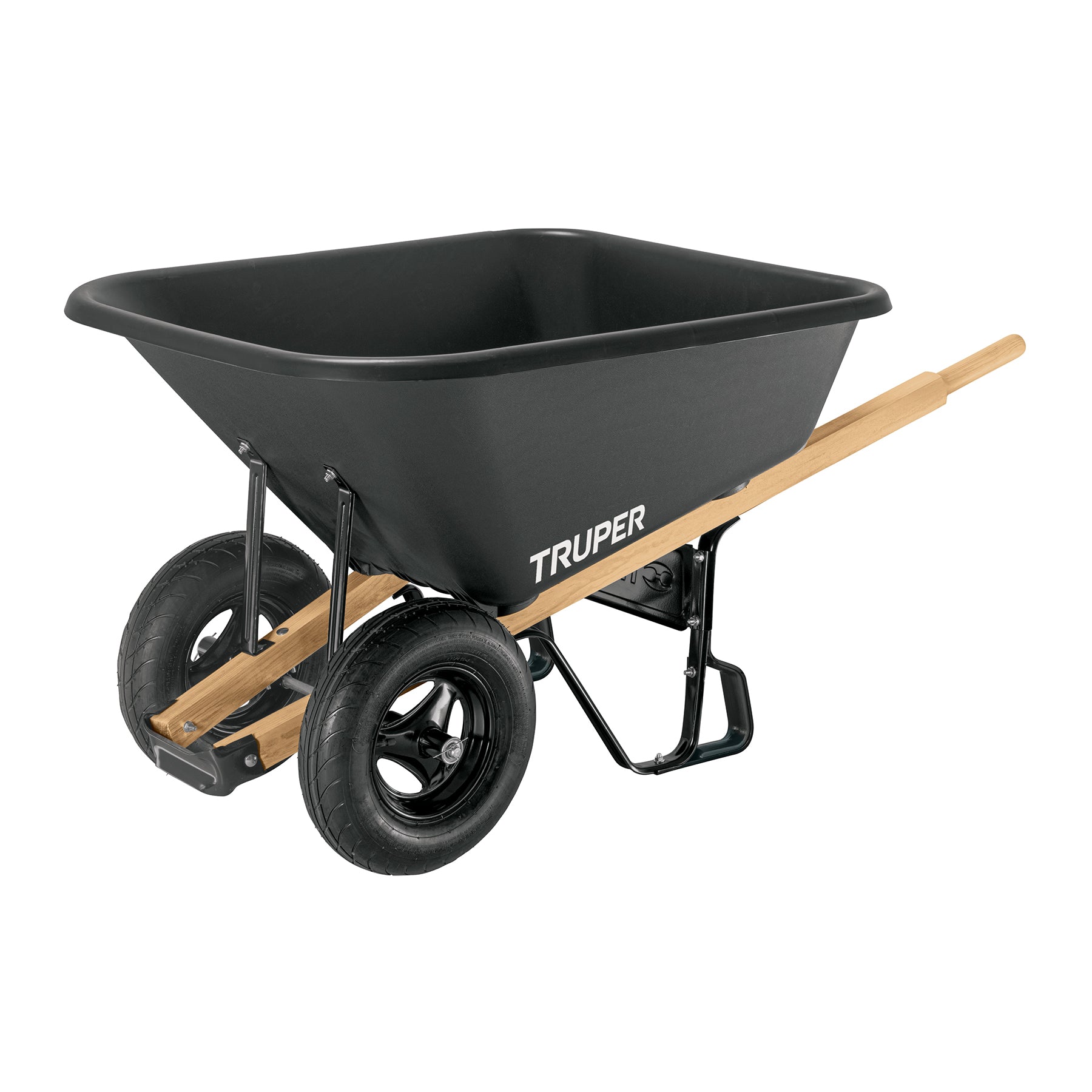 Carretilla con plástica 8 ft3 Doble llanta neumática b/madera