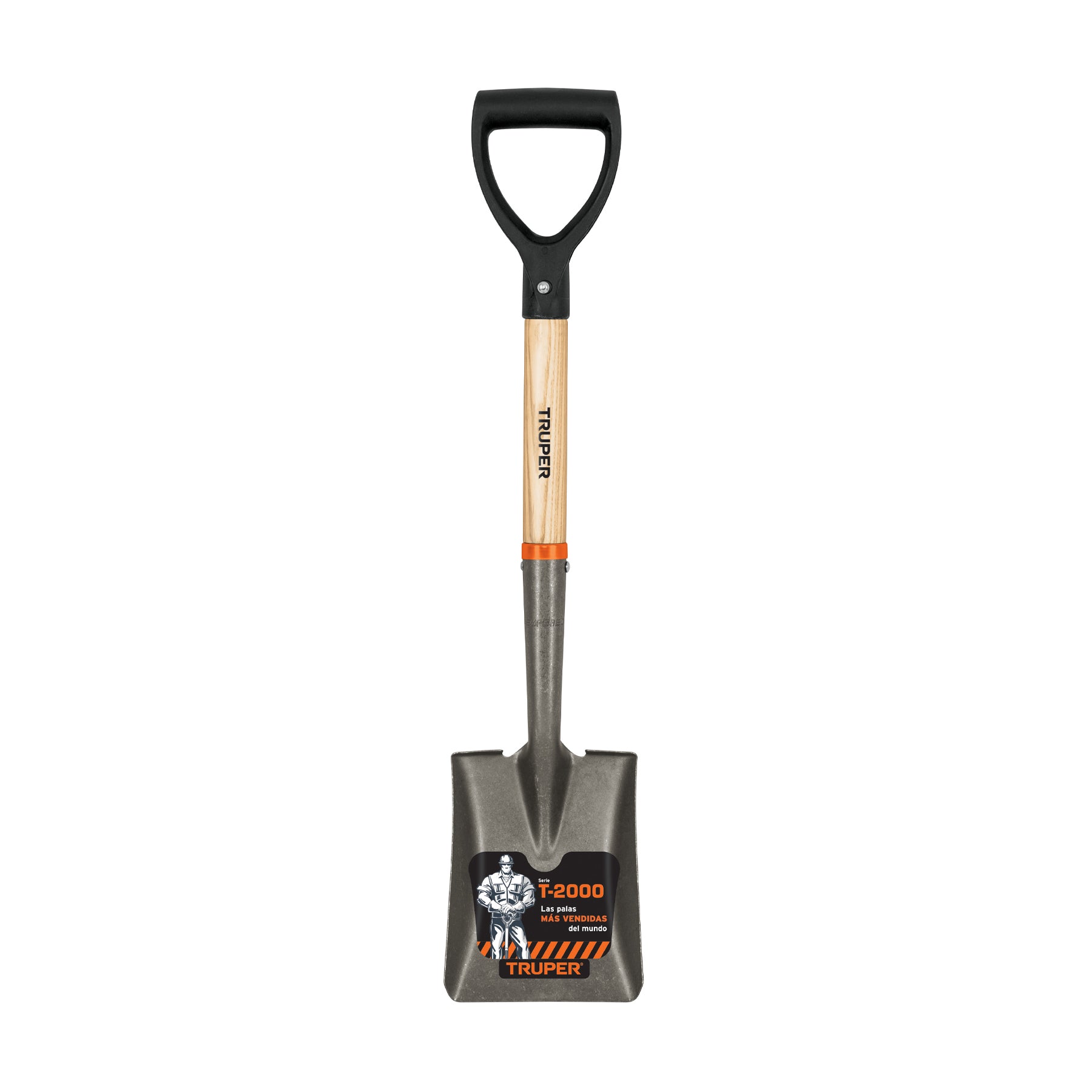 Pala cajuelera cuadrada, puño "D" mango de madera, Truper
