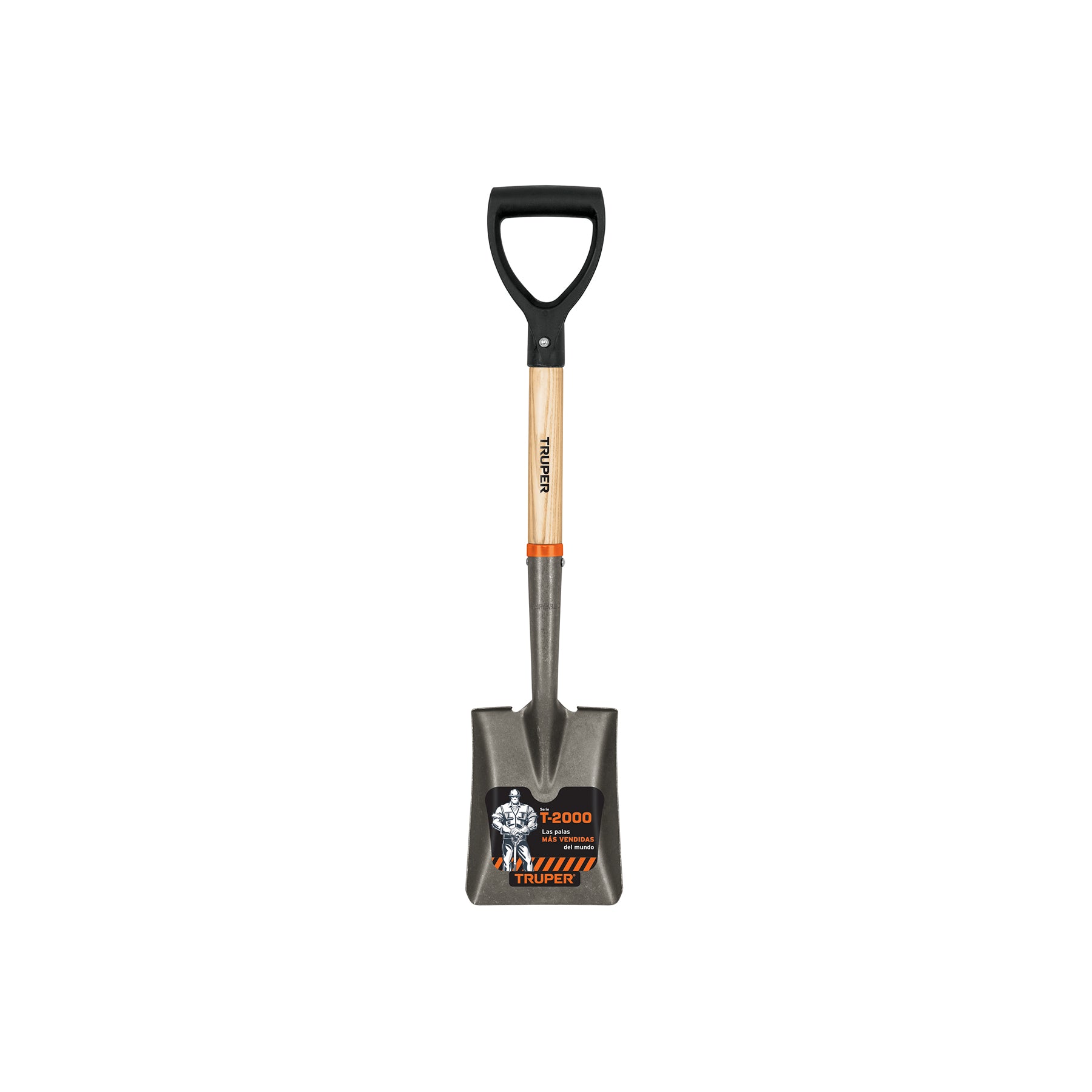 Pala cajuelera cuadrada, puño "D" mango de madera, Truper