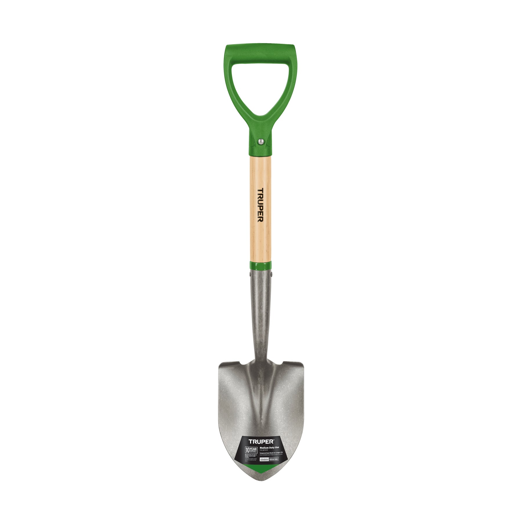 Pala cajuelera redonda, puño "D" mango de madera, Truper
