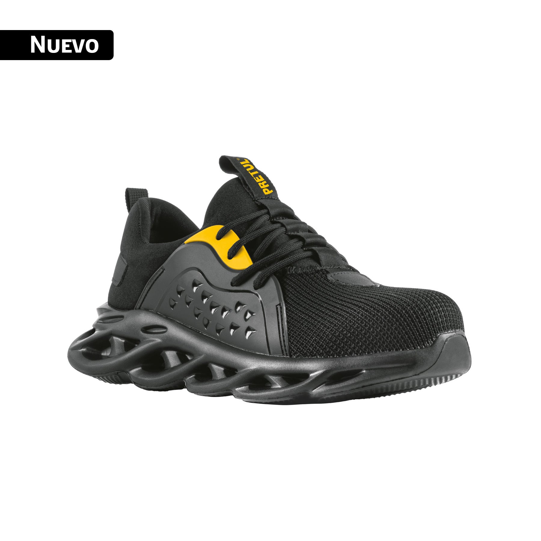 Tenis de seguridad #24, casquillo metálico, negros, PRETUL