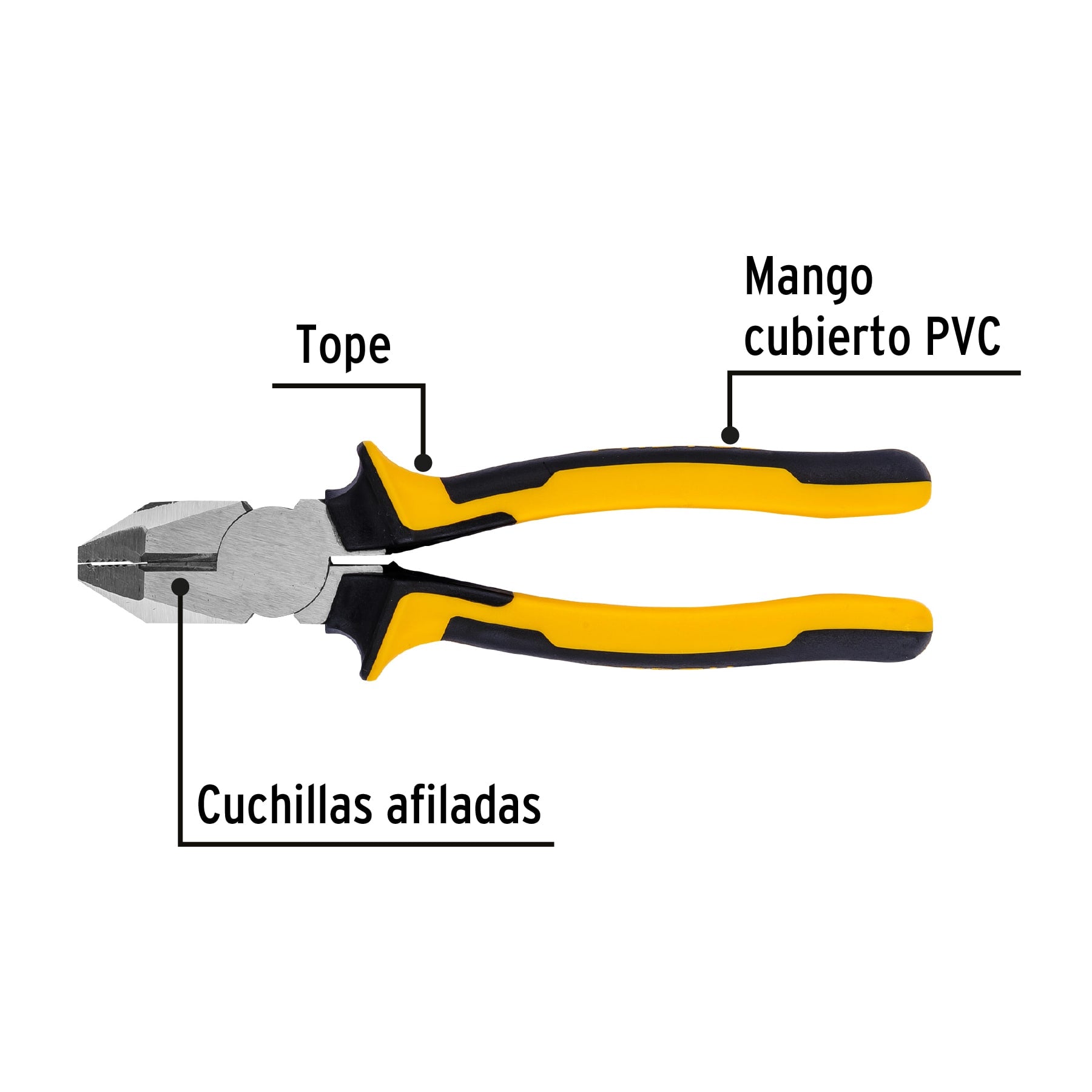 Pinza para electricista 8" uso rudo, Comfort Grip, Pretul