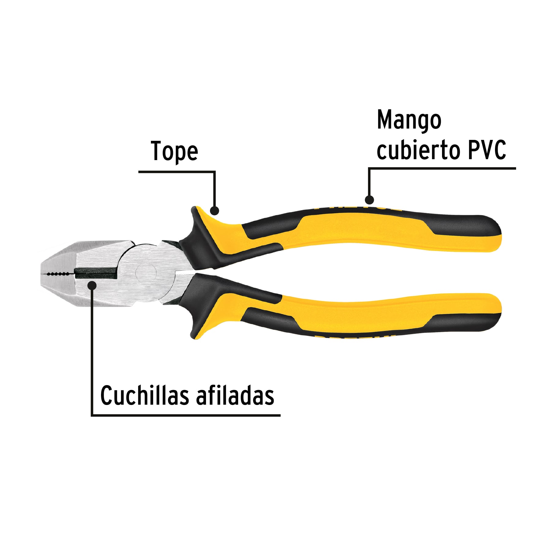 Pinza para electricista 9" uso rudo, Comfort Grip, Pretul
