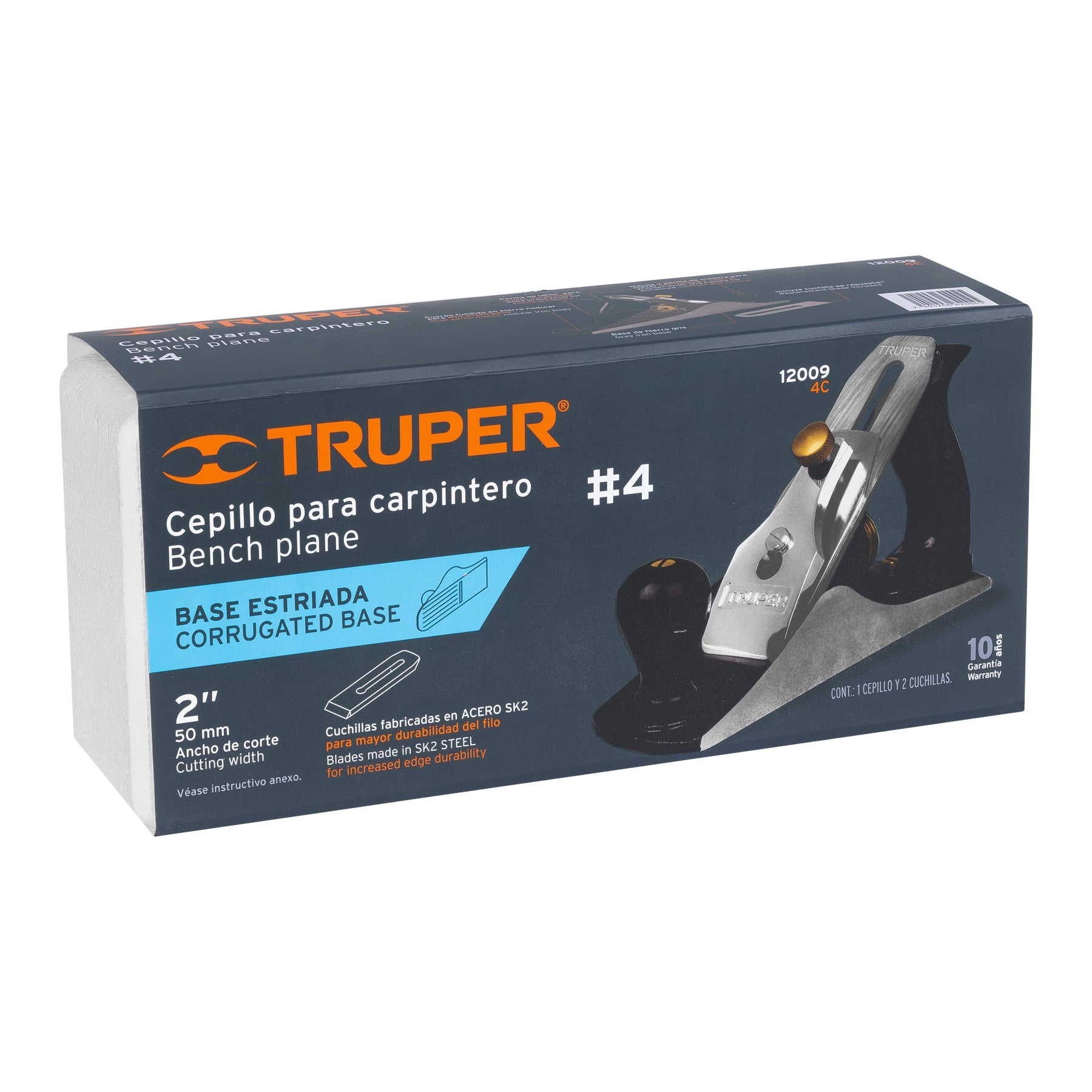 Cepillo para carpintero #4 base estriada, Truper