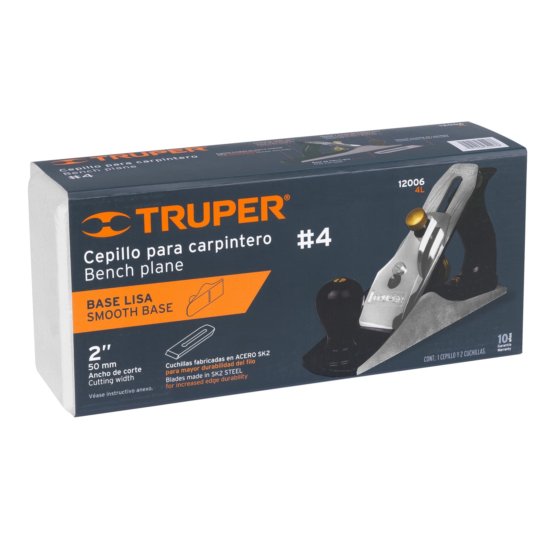 Cepillo para carpintero #4 base lisa, Truper