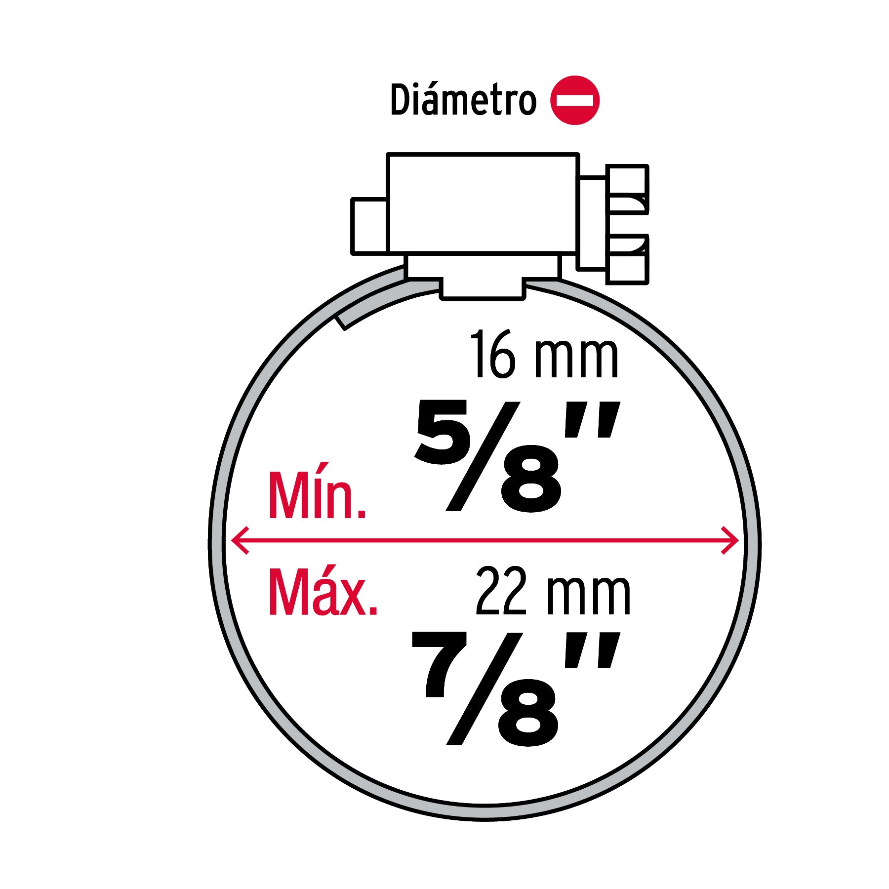 Bolsa con 10 abrazaderas sin fin reforzadas # 8, 5/8 - 7/8"