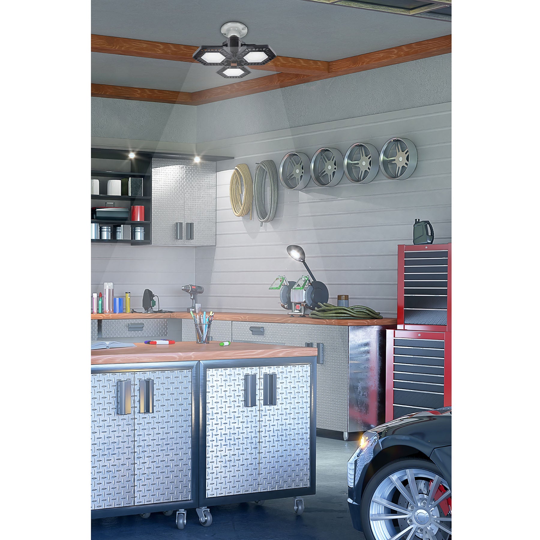 Luminario de LED 65 W, aluminio con 3 paneles abatibles