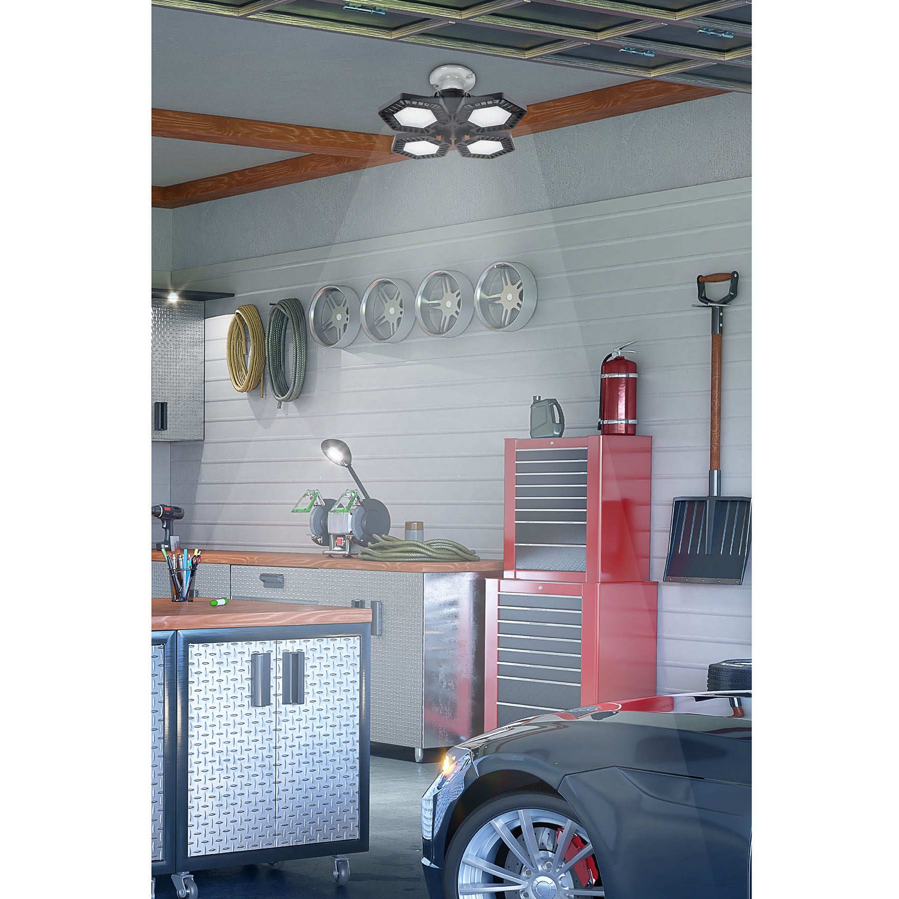 Luminario de LED 100 W, aluminio con 4 paneles abatibles