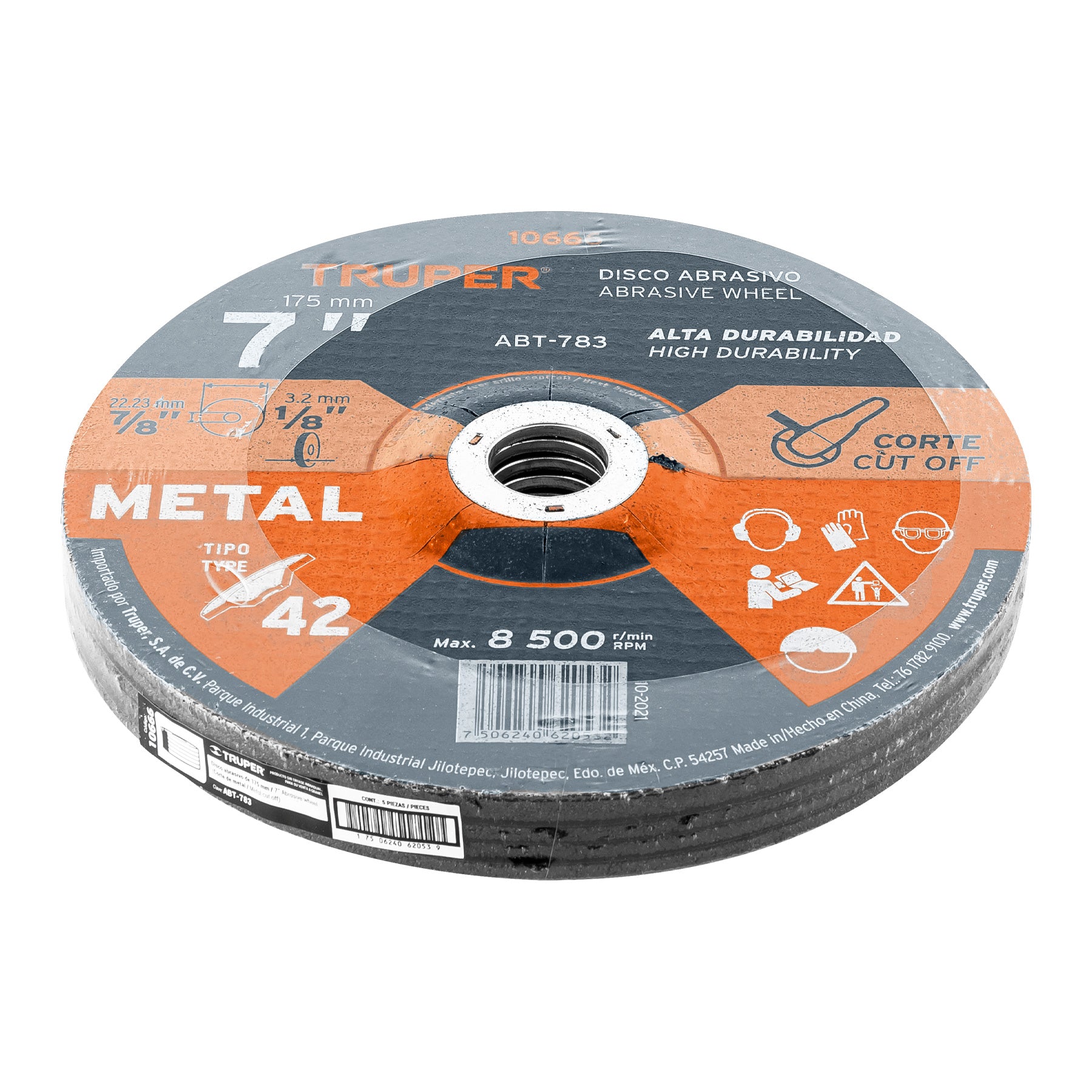 Disco Tipo 42 de 7" x 3.2 mm para corte de metal, Truper