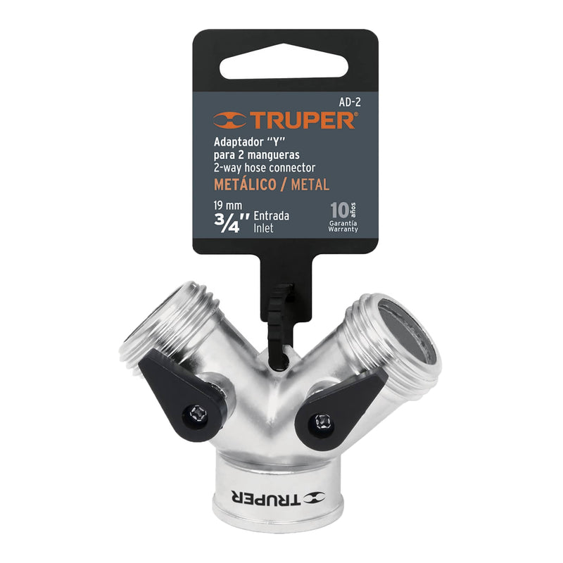 Conector "Y" 3/4" metálico para manguera,  Truper
