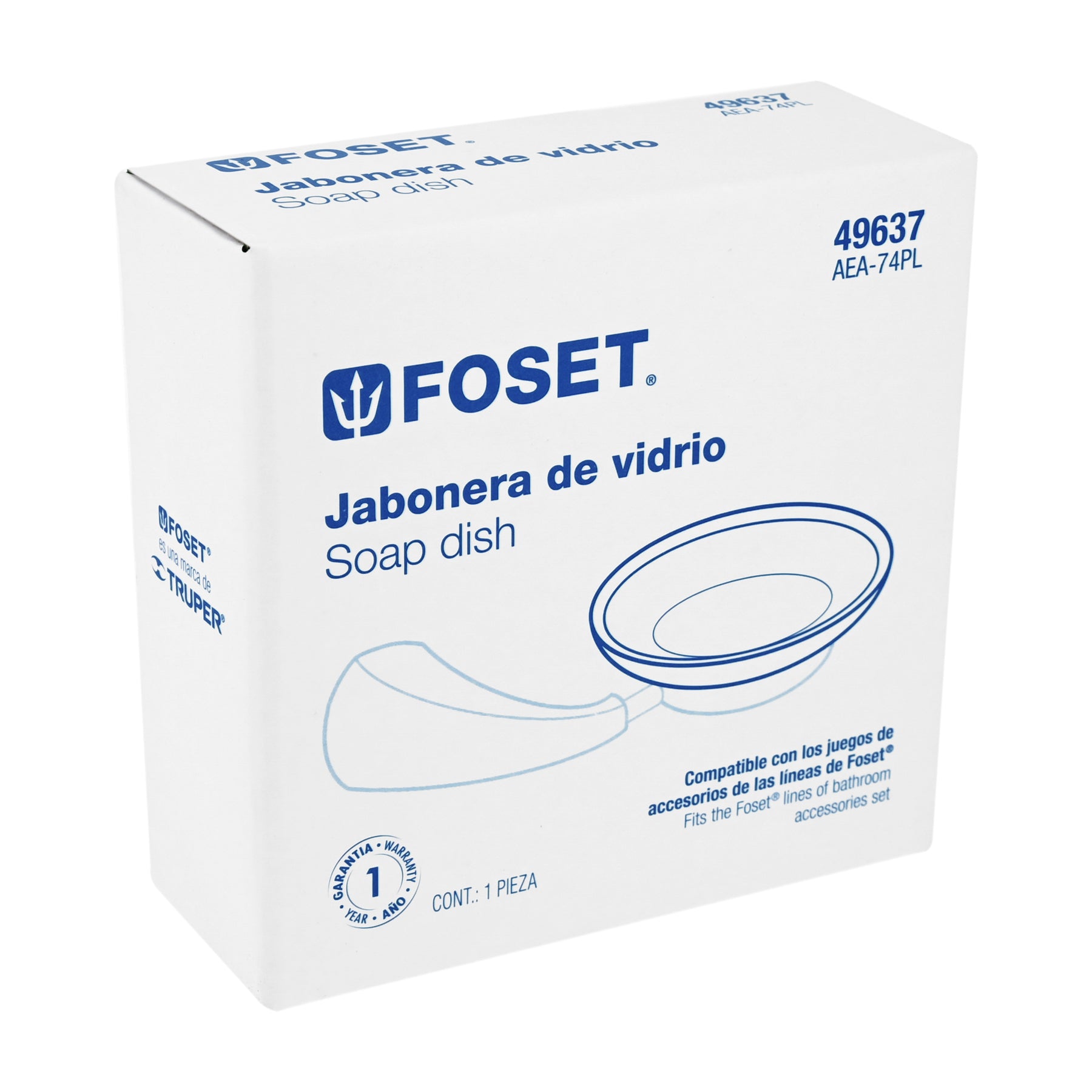Plato de vidrio de repuesto para jabonera, Foset Aero