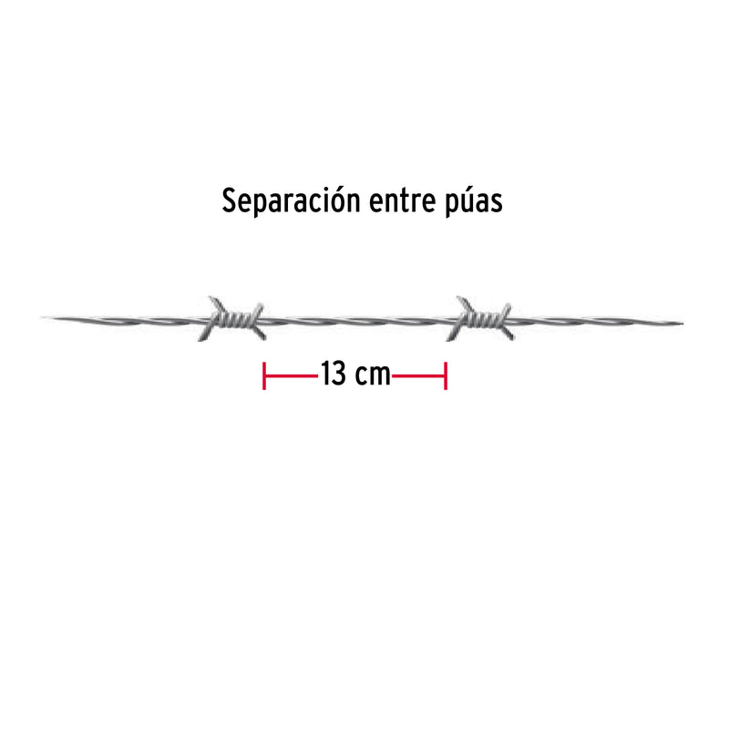 Rollo de alambre de púas de 300 m calibre 12.5,  Fiero