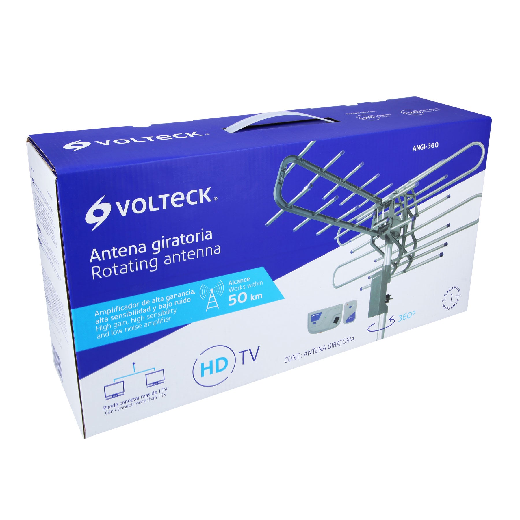 Antena aérea para TV HD, giratoria 360∞ con control, Volteck