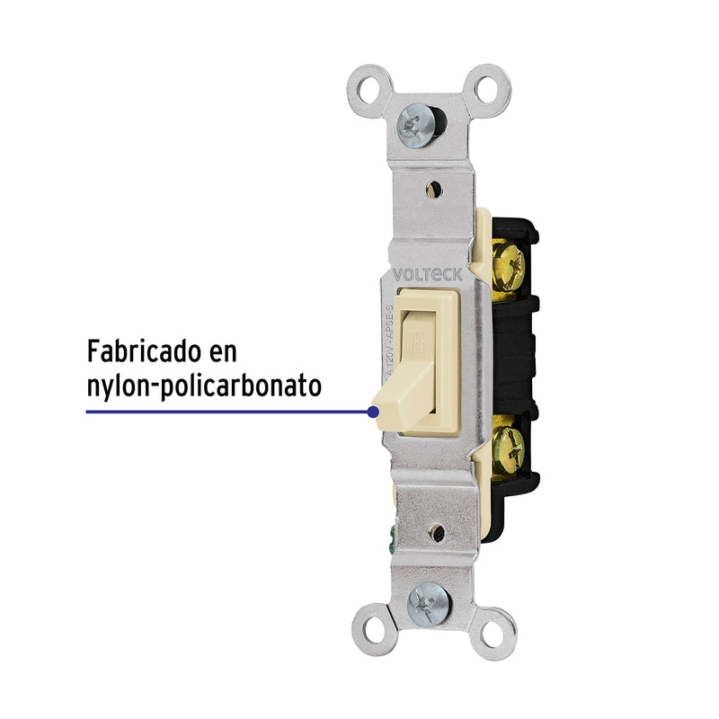 Interruptor vertical de palanca,  Standard,  marfil,  Volteck