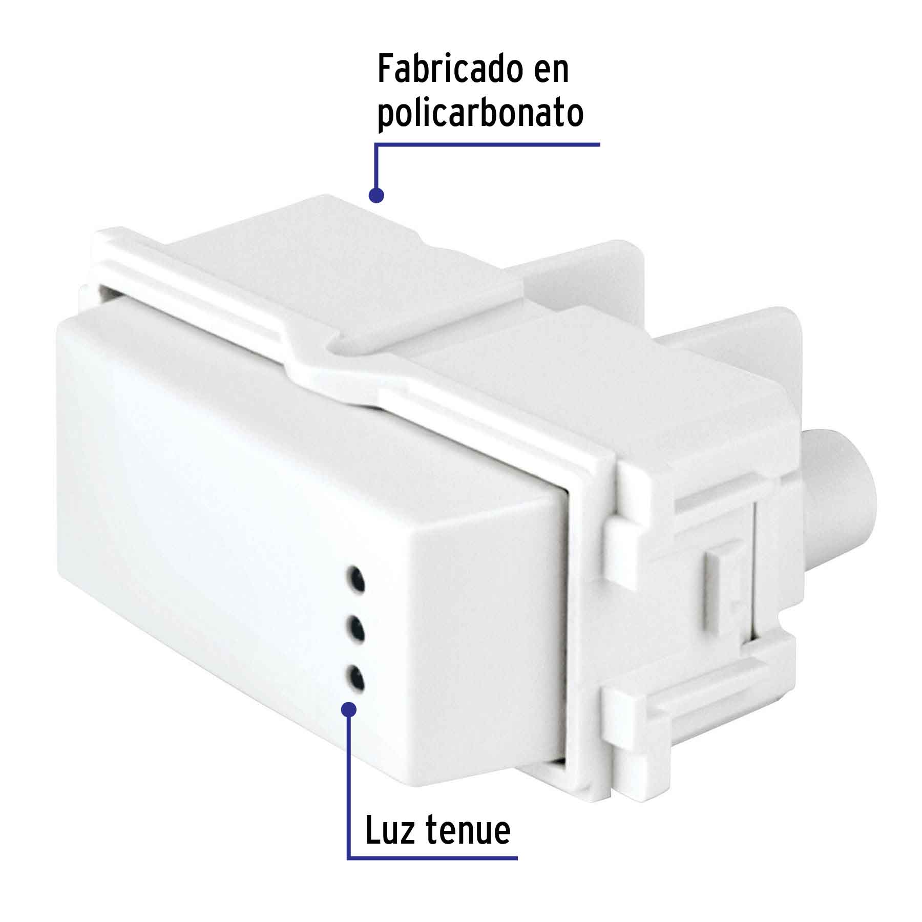 Interruptor de 3 vías con luz piloto, línea Italiana, blanco