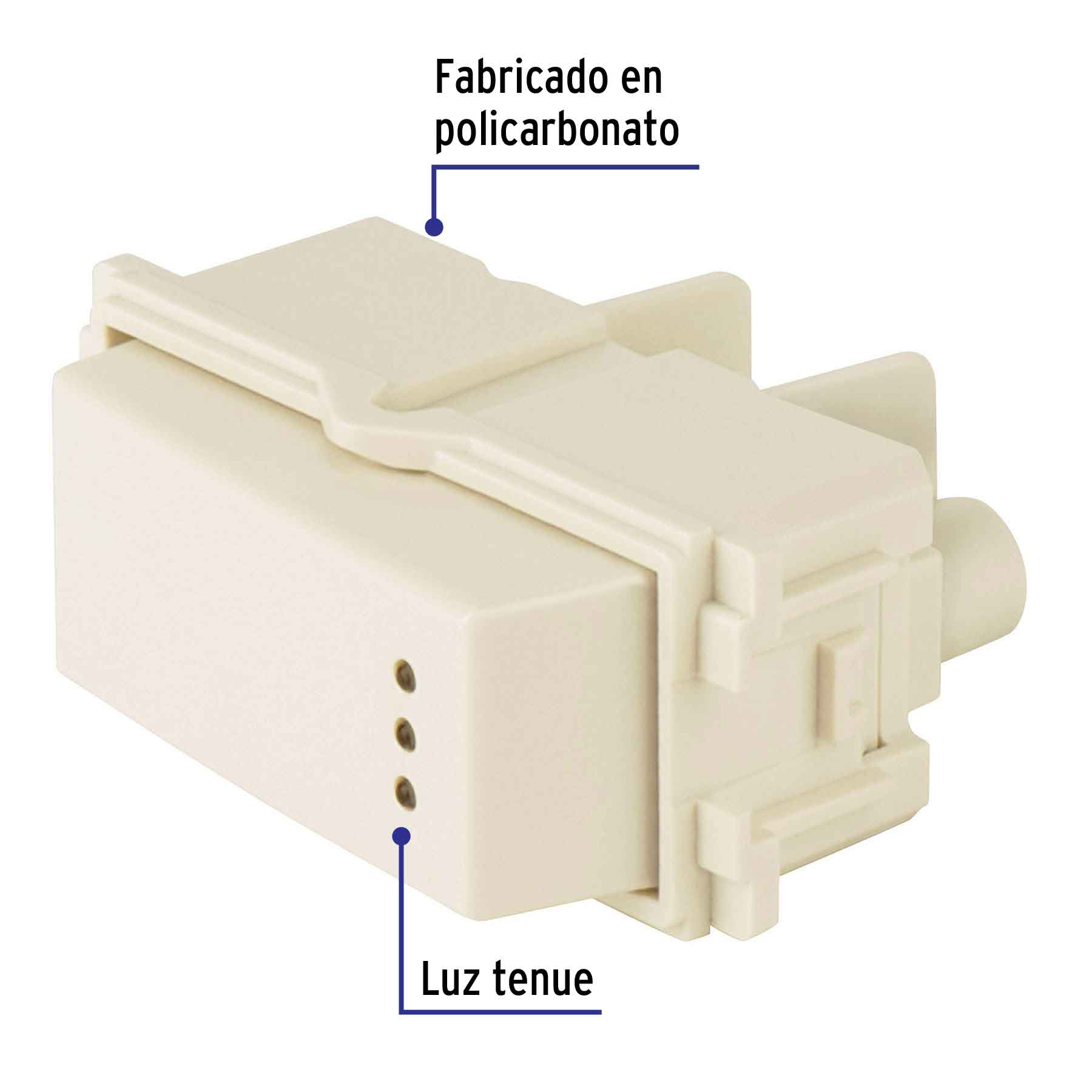 Interruptor de 3 vías con luz piloto, línea Italiana, marfil