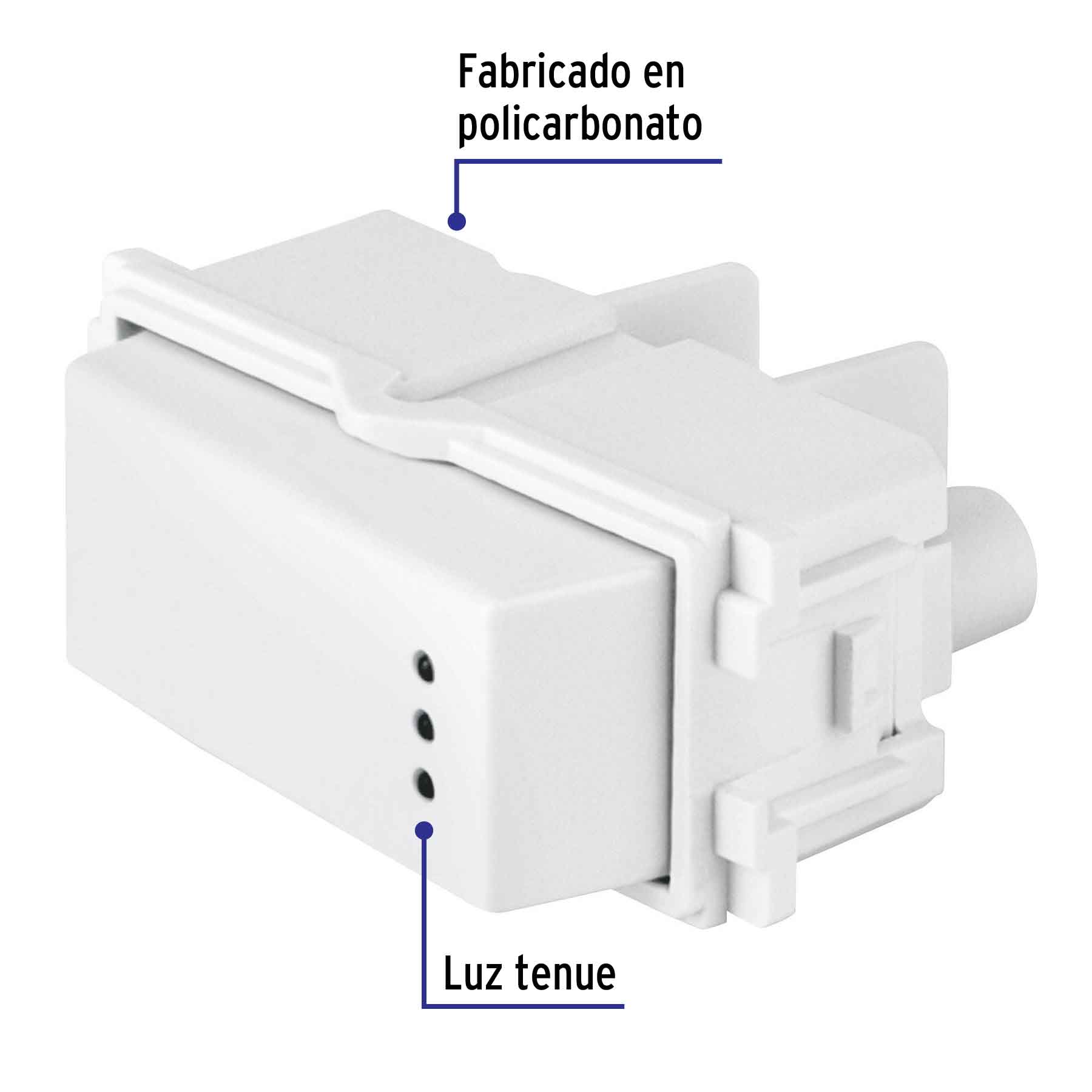 Interruptor sencillo con luz piloto, línea Italiana, blanco
