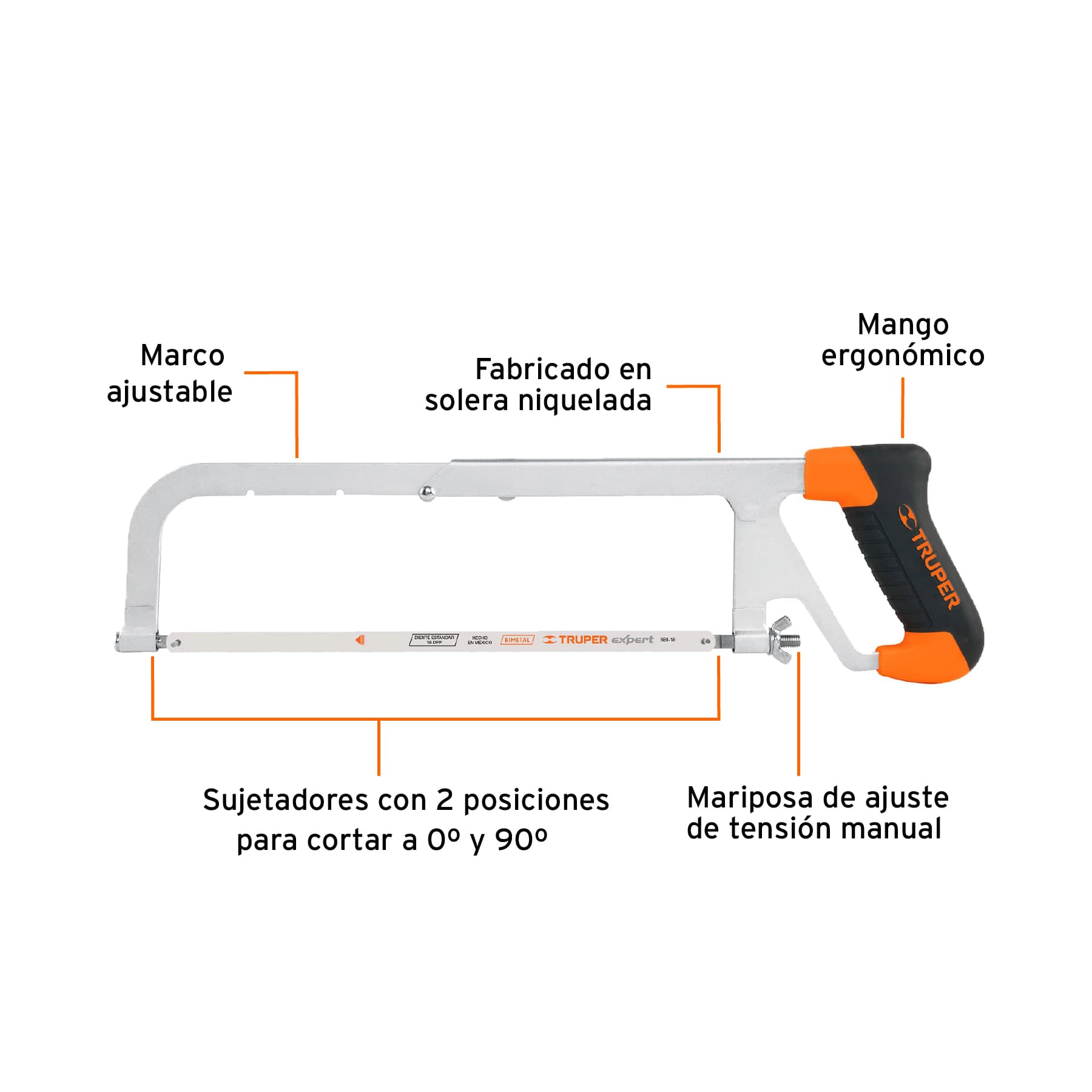 Arco 12" profesional ajustable de solera para segueta