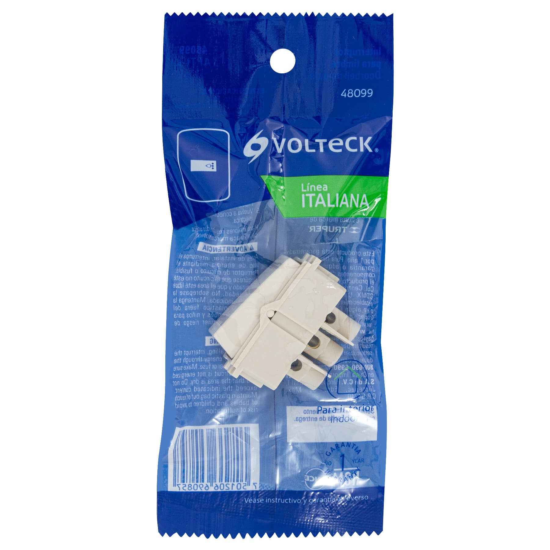 Interruptor para timbre, línea Italiana, color marfil