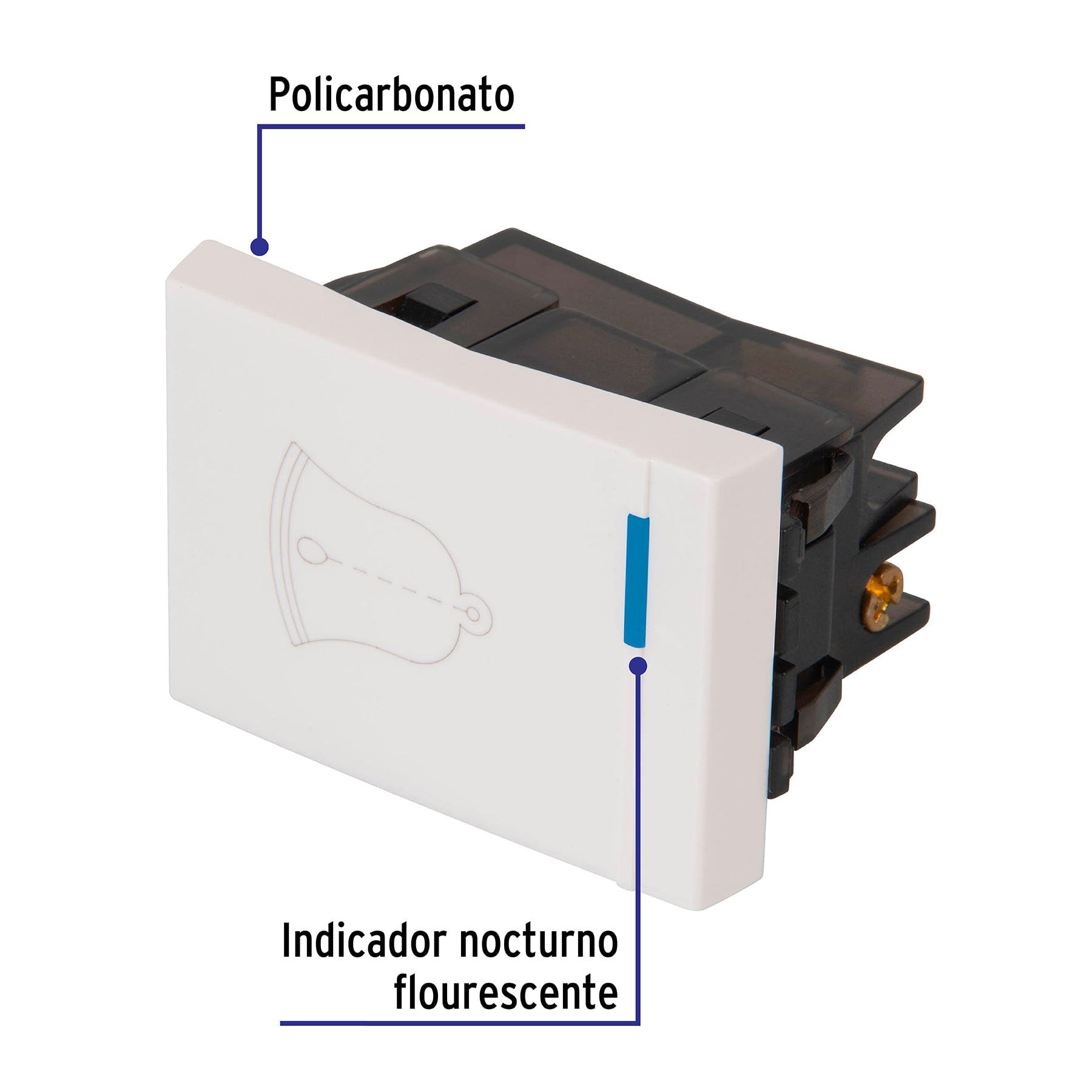 Interruptor para timbre, 1.5 módeloulos, línea Española, blanco