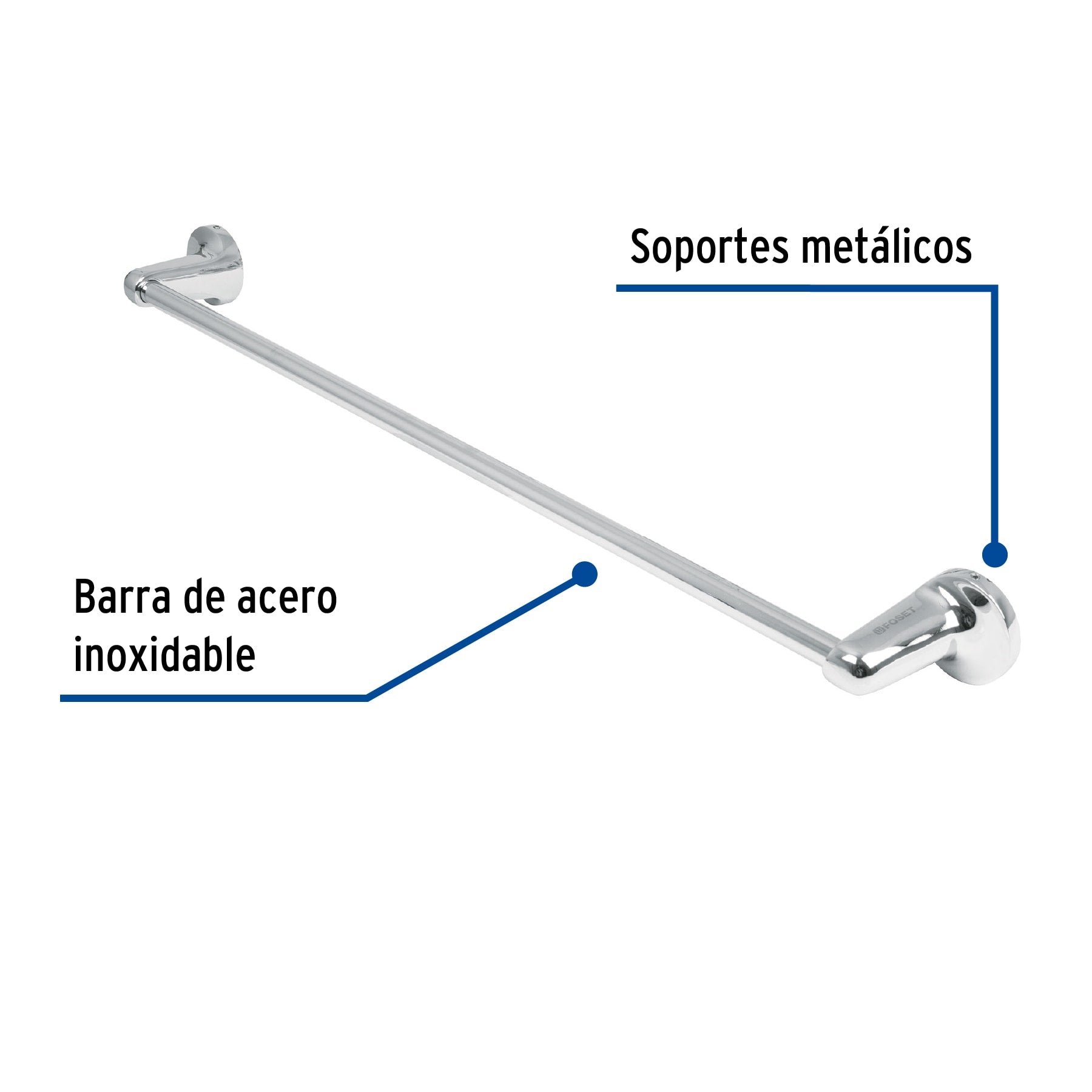 Toallero con barra de acero inoxidable, Foset Aqua