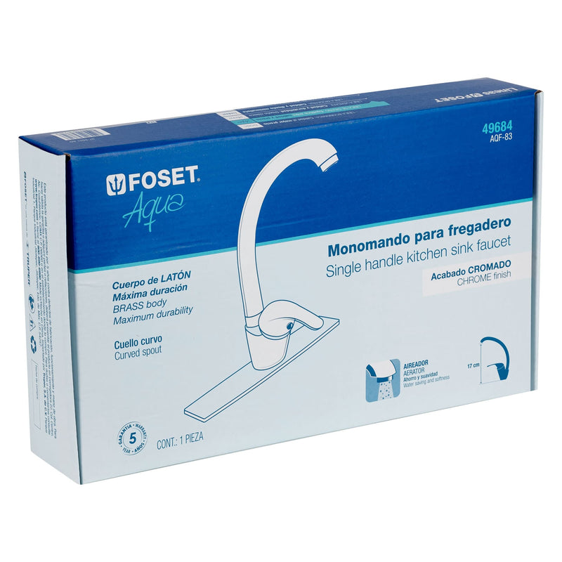 Monomando para fregadero,  cuello curvo,  Foset Aqua