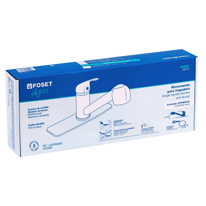 Monomando para fregadero,  cuello extraíble,  Foset Aqua