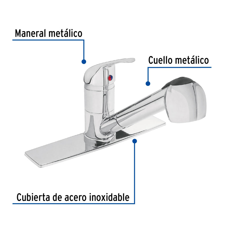 Monomando para fregadero,  cuello extraíble,  Foset Aqua