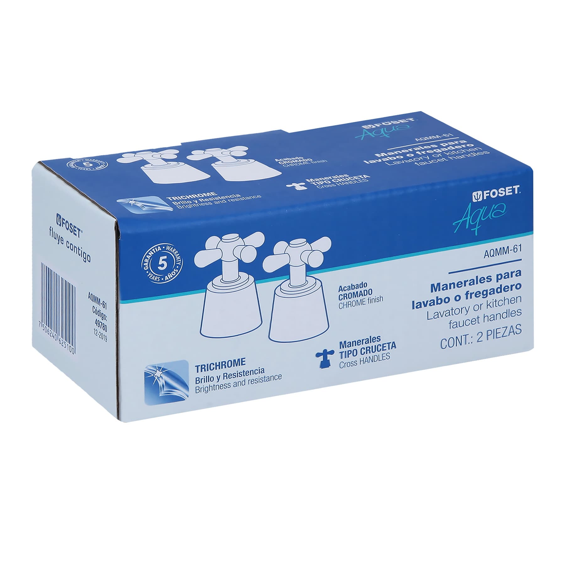 Juego de manerales de cruceta para lav-fregadero, cromo, Aqua