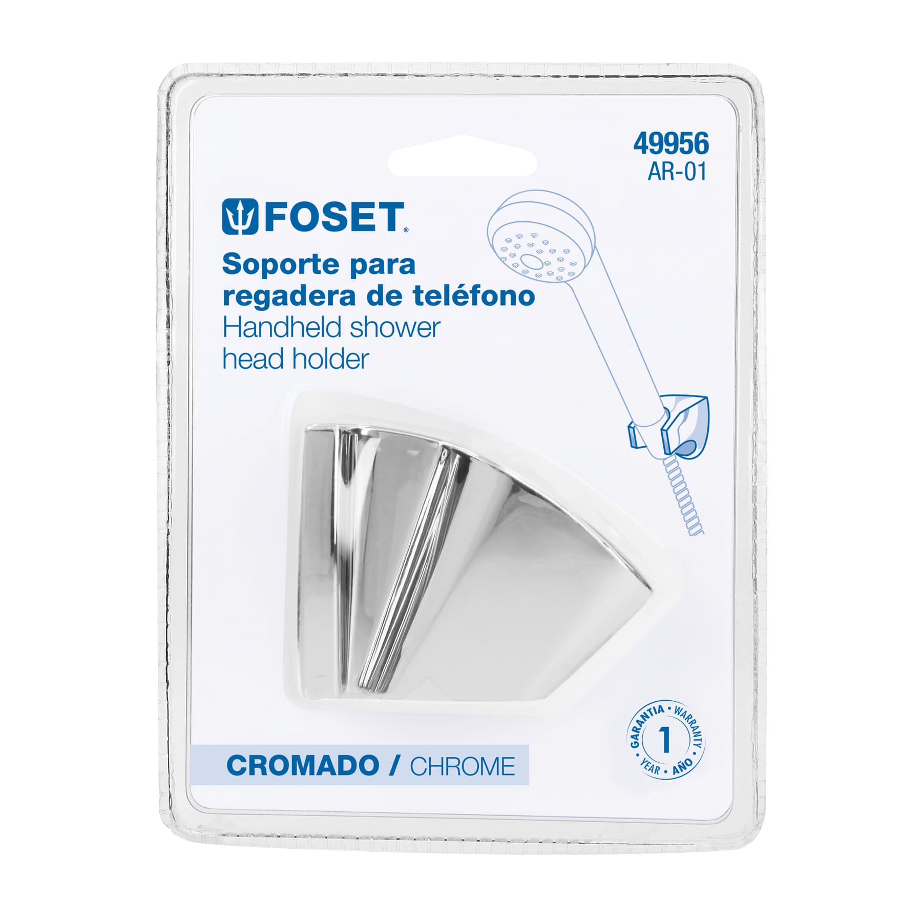 Soporte a pared, cromo, Foset Riviera