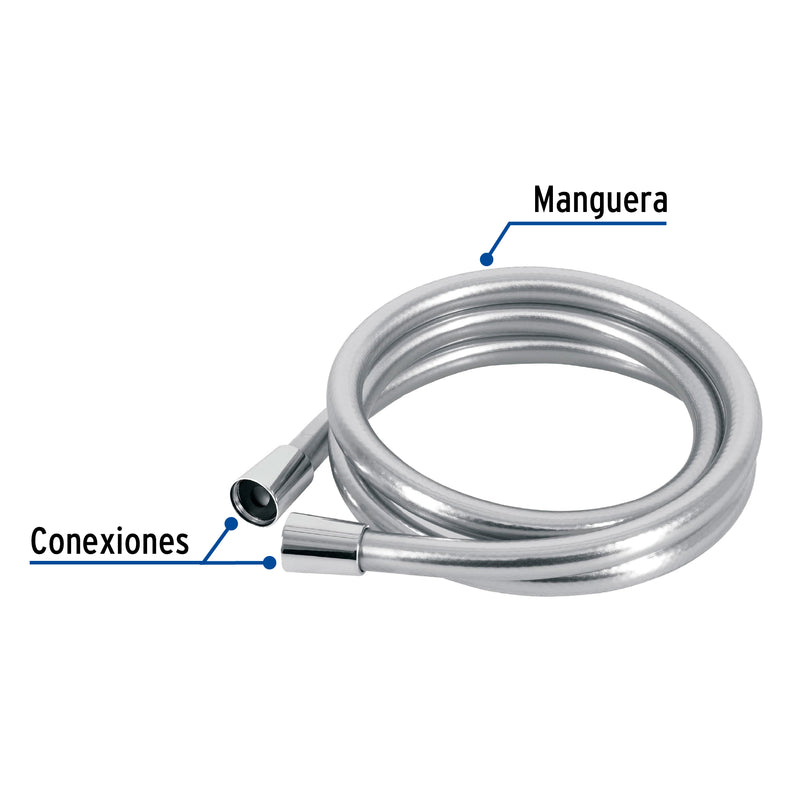 Manguera lisa para regadera,  manual,  cromada,  Foset Riviera