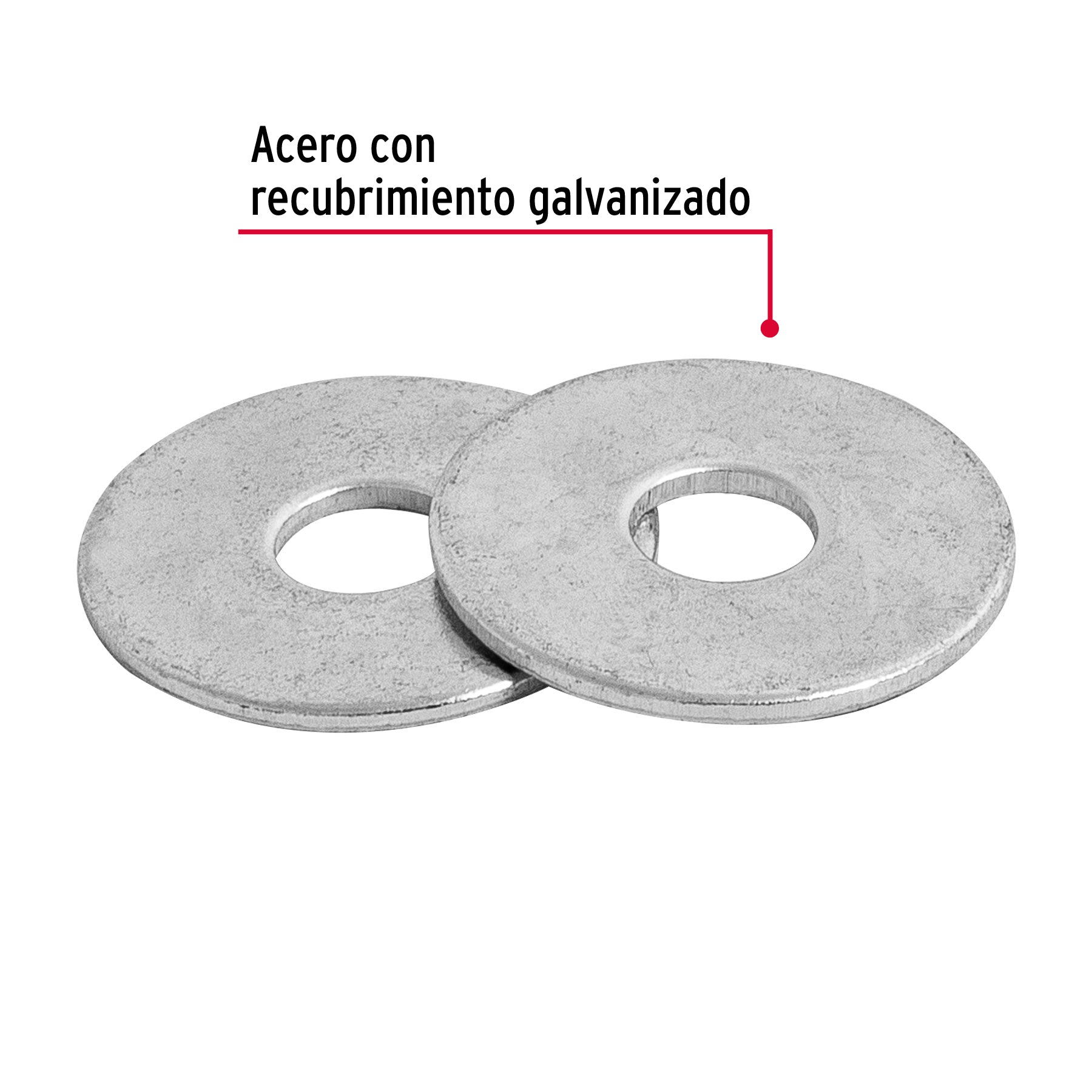 Bolsa de 1 kilo arandelas planas galvanizadas 1/4", Fiero