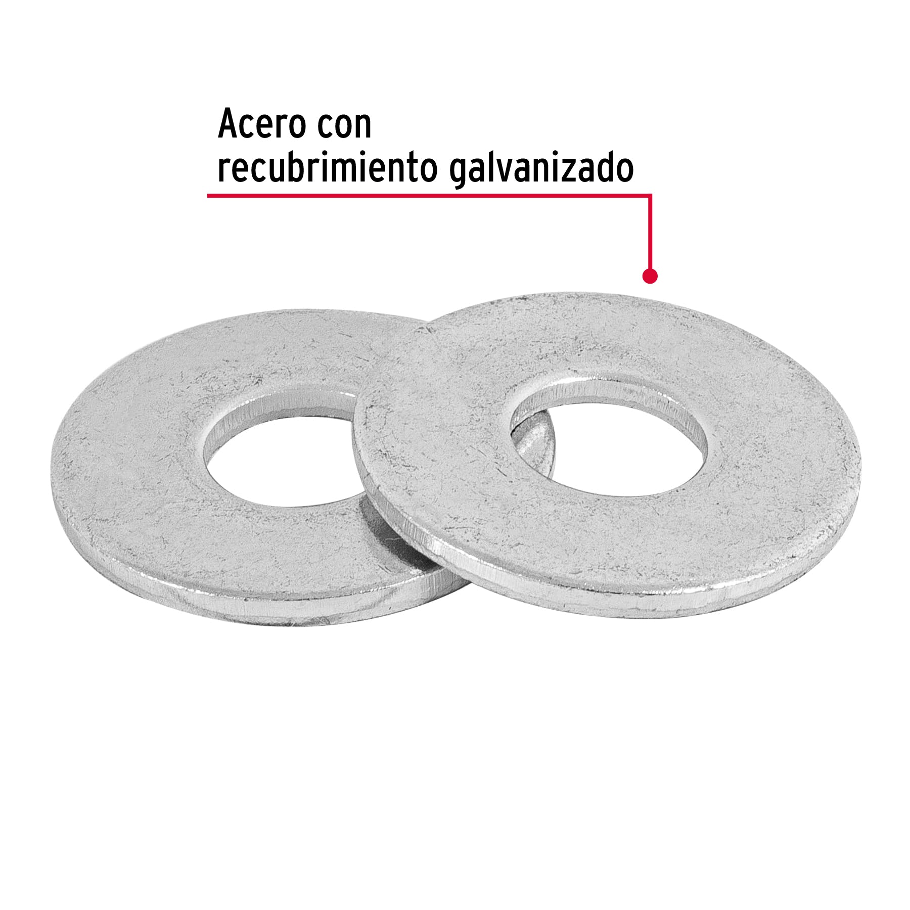Bolsa de 1 kilo arandelas planas galvanizadas 3/8", Fiero