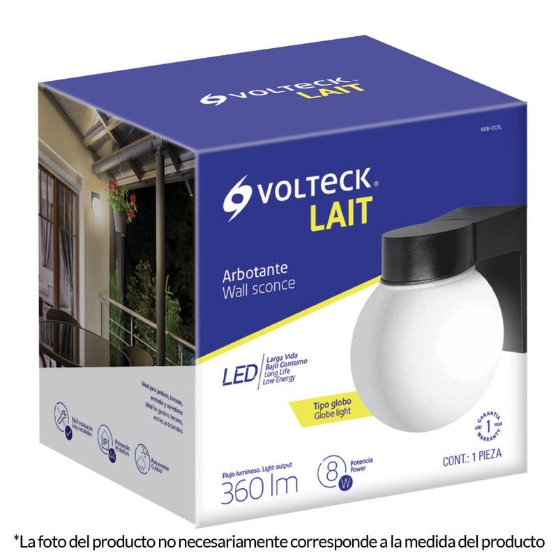 Arbotante de LED 8 W tipo vaso luz cálida,  Volteck